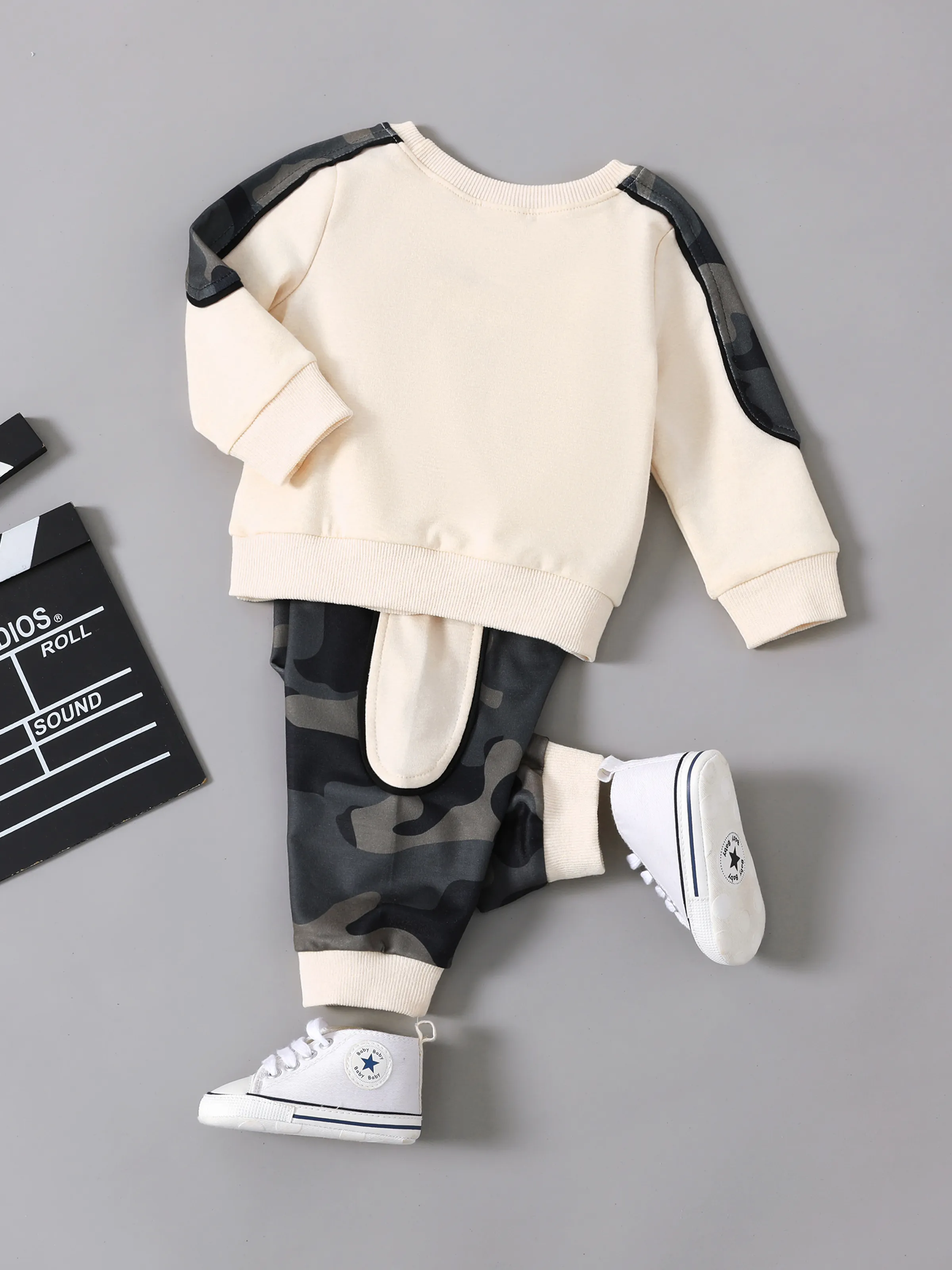 2pcs Baby Boy Casual Style Camouflage Set LightApricot - Image 14