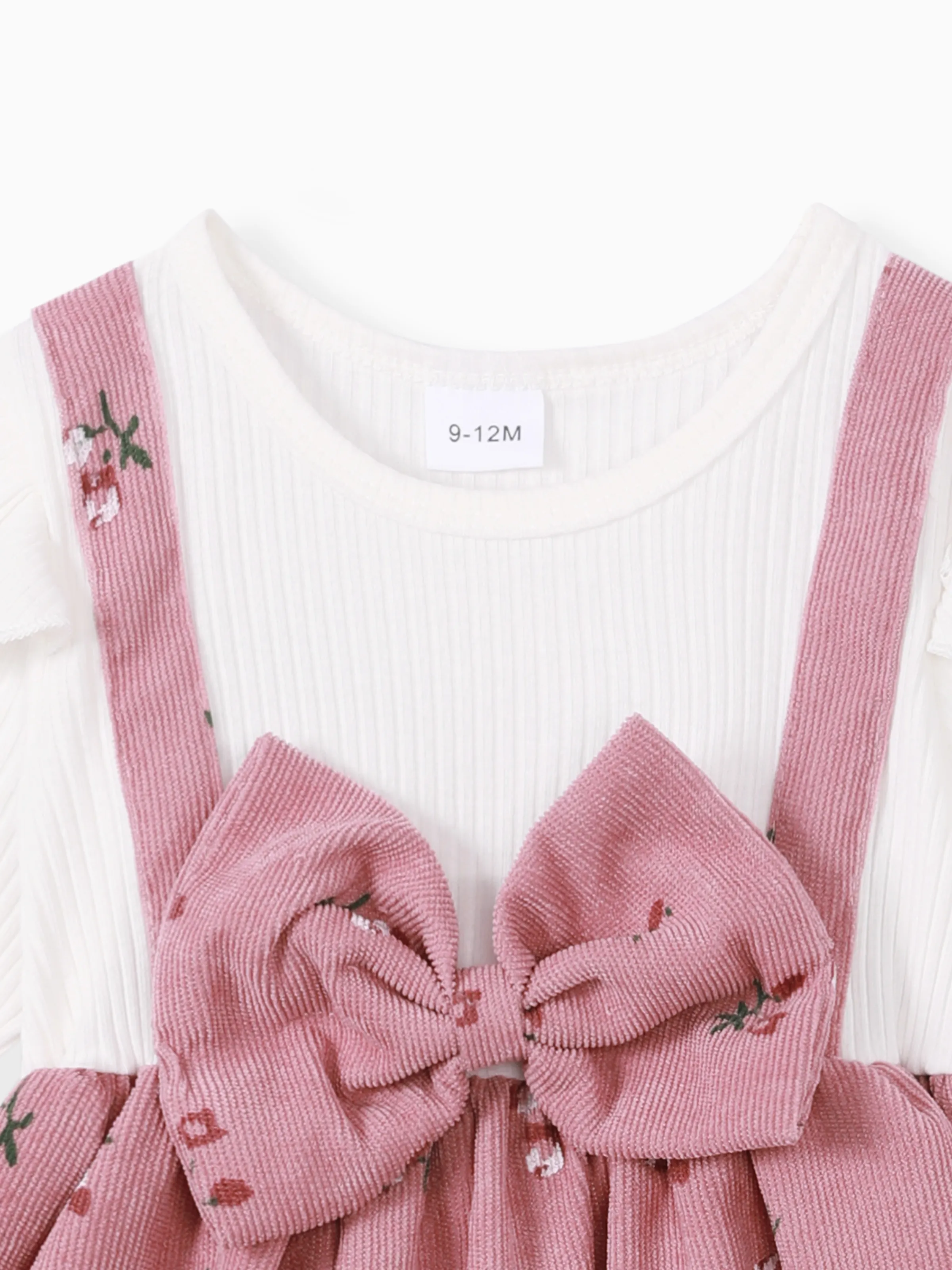 2pcs Baby Girl Floral Print Combo Dress with Headband Set ColorBlock - Image 3