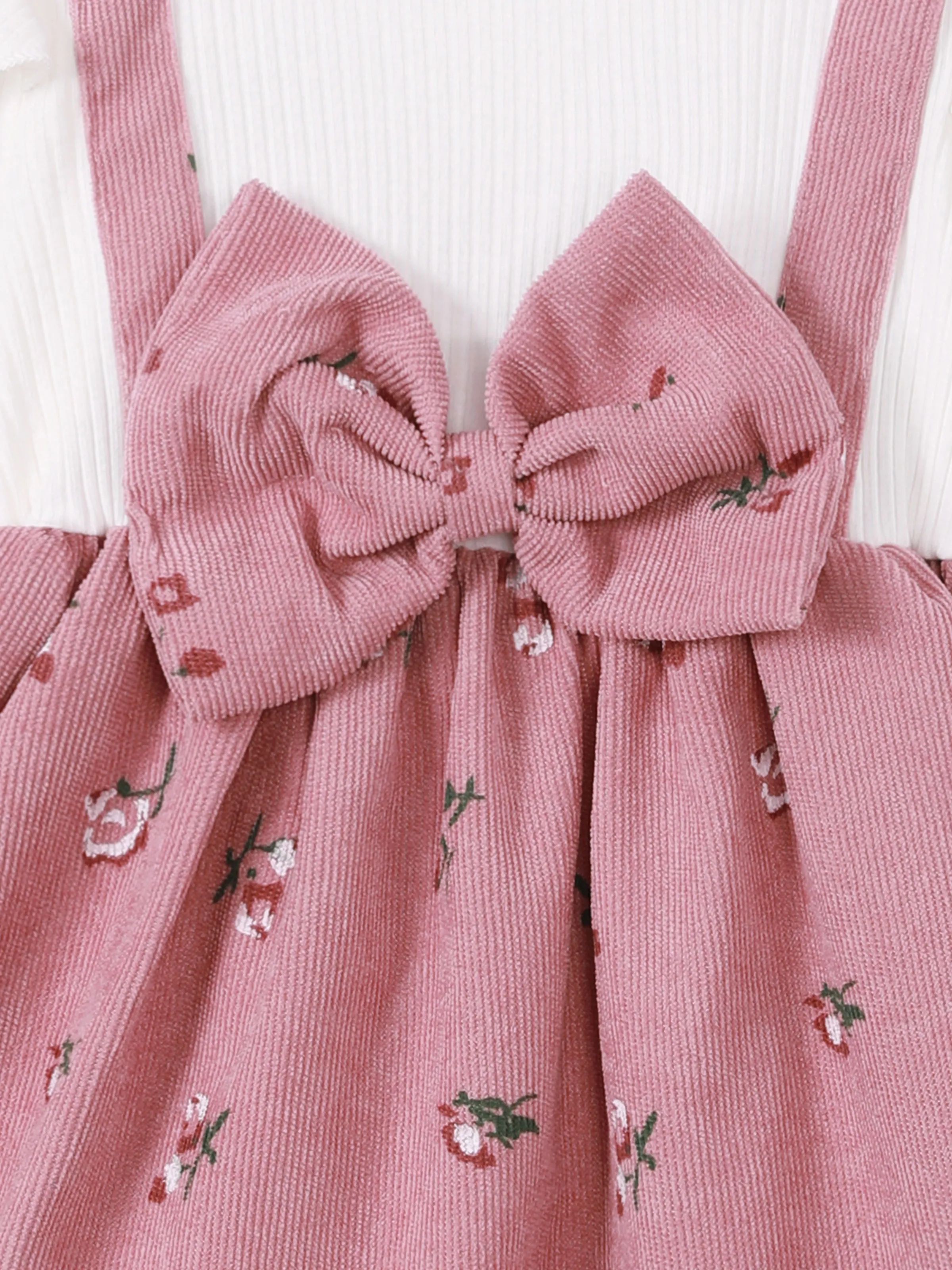 2pcs Baby Girl Floral Print Combo Dress with Headband Set ColorBlock - Image 4