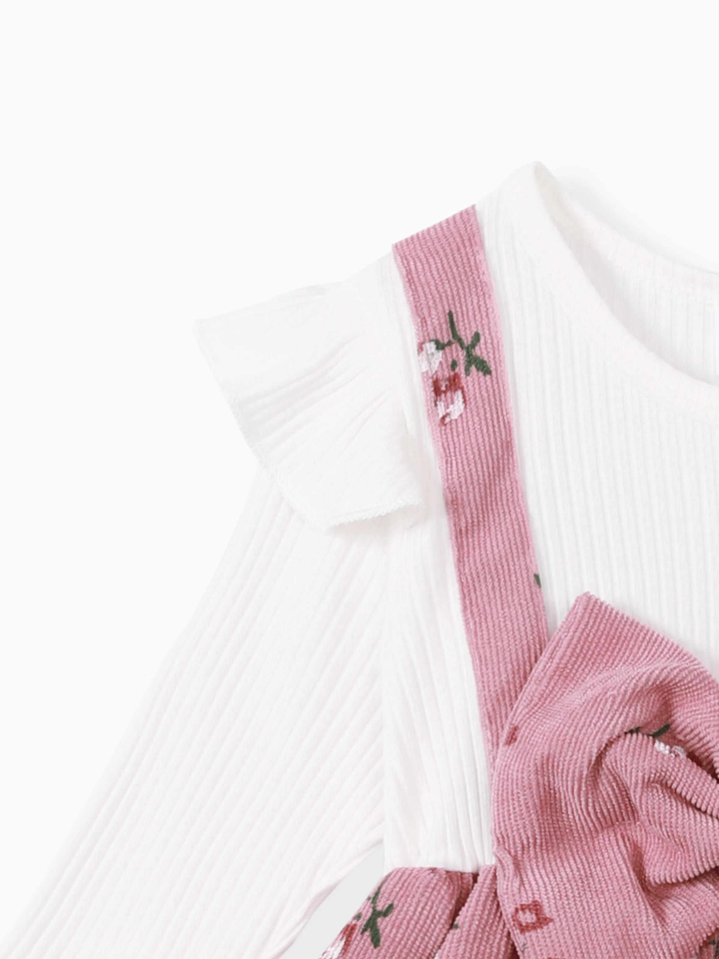 2pcs Baby Girl Floral Print Combo Dress with Headband Set ColorBlock - Image 5