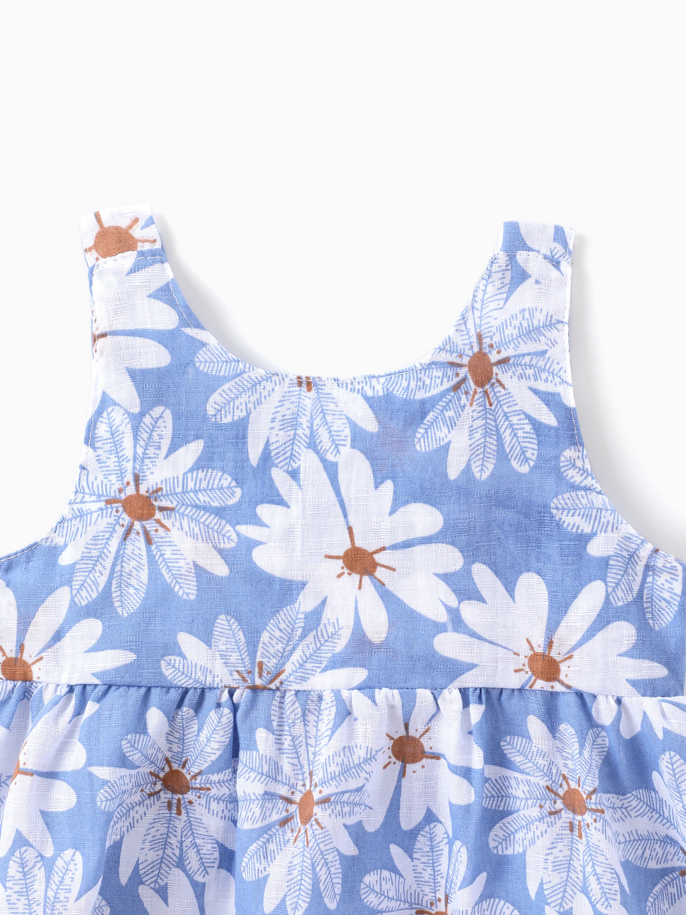 2pcs Baby Girl Little Daisy Bowknot Dress Set Blue - Image 3