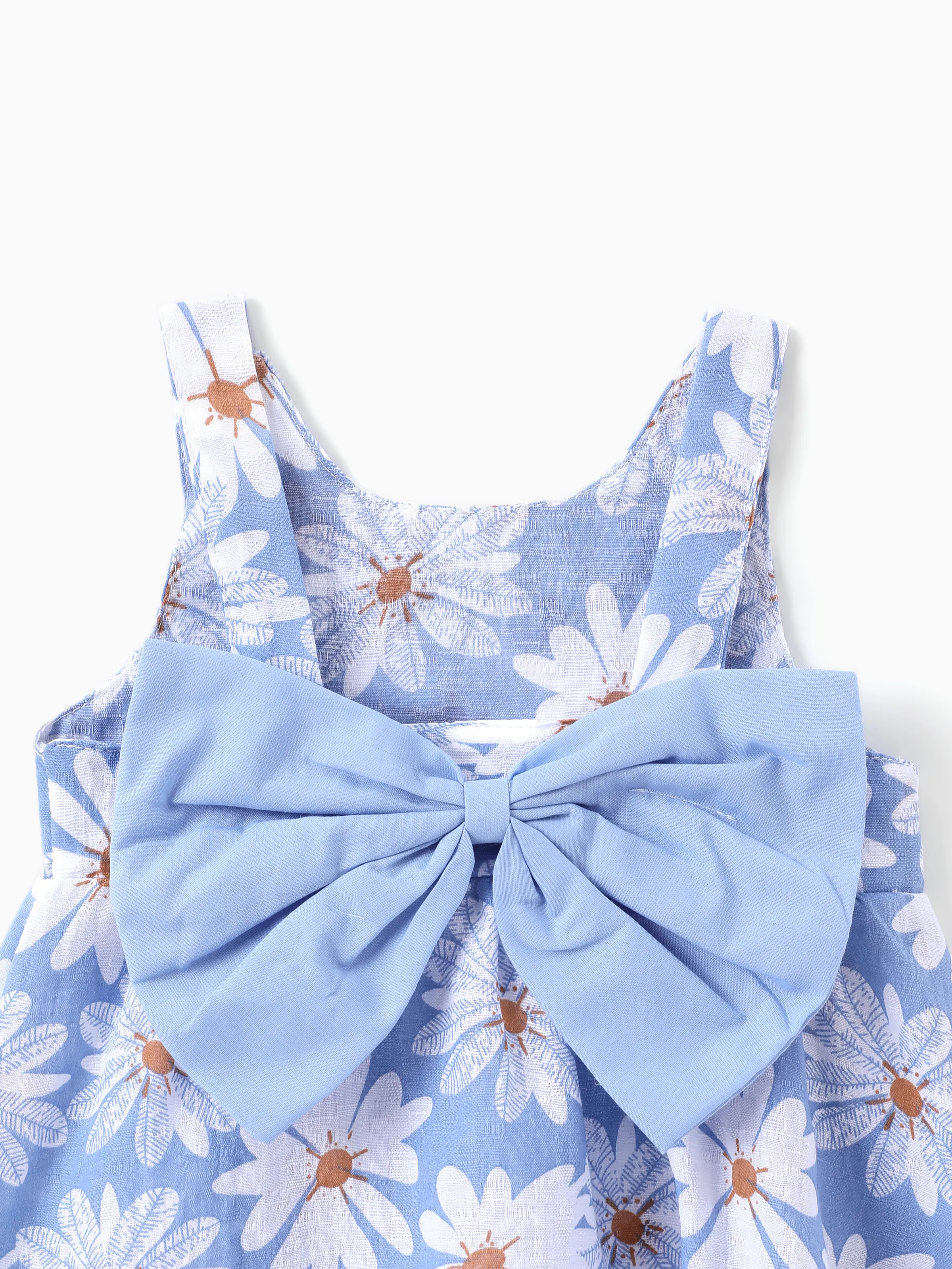 2pcs Baby Girl Little Daisy Bowknot Dress Set Blue - Image 4