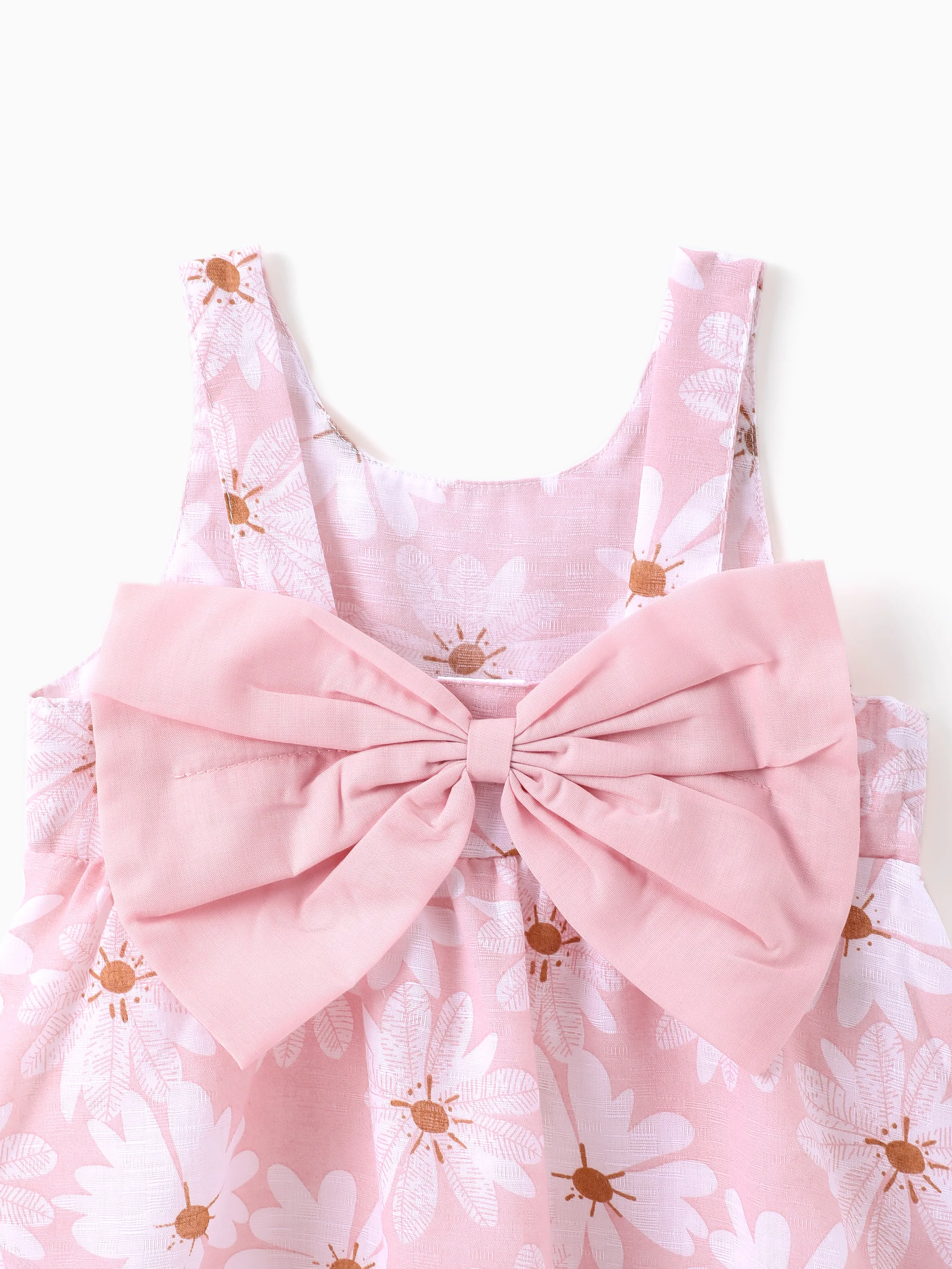 2pcs Baby Girl Little Daisy Bowknot Dress Set Pink - Image 4