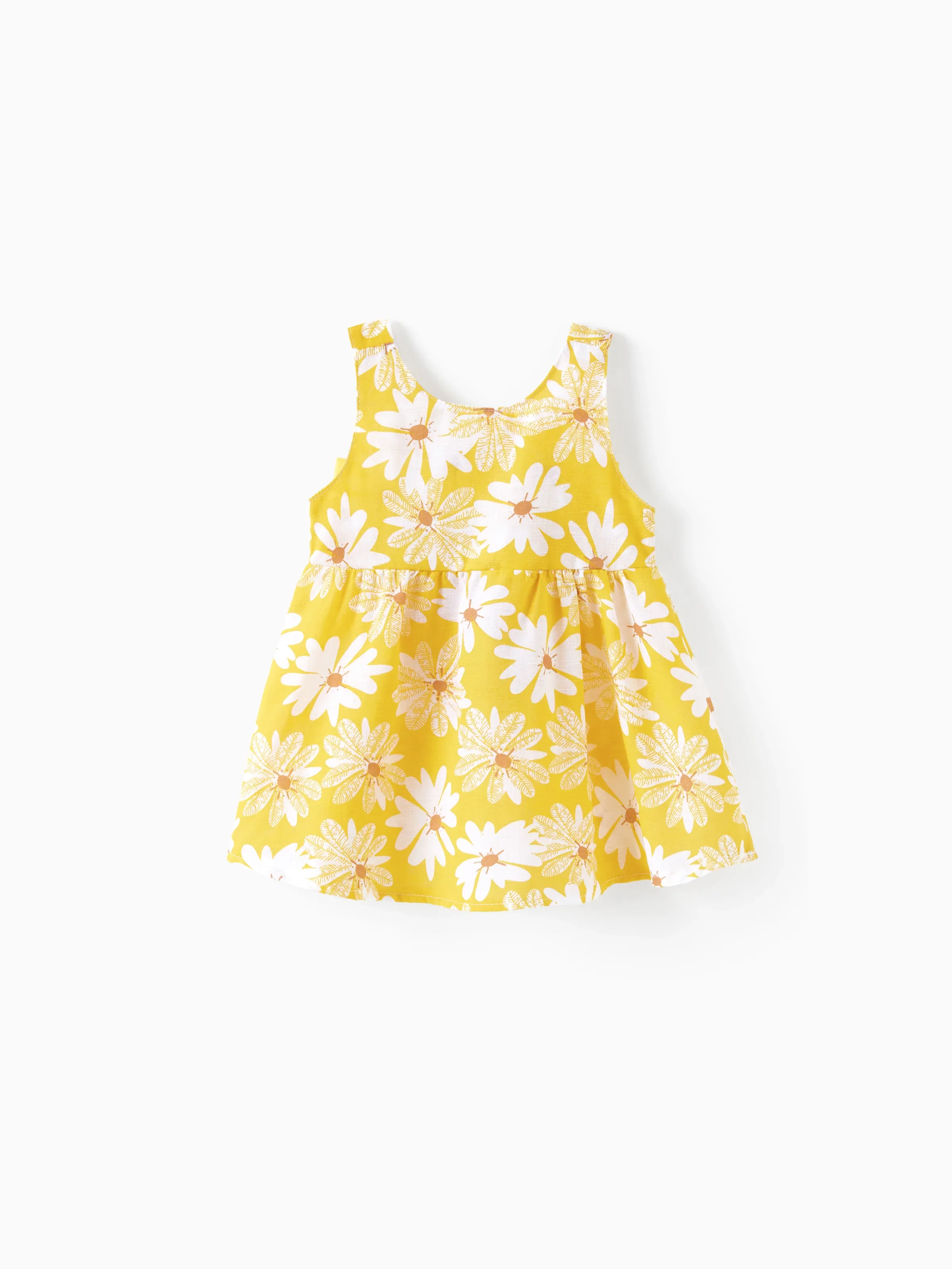 2pcs Baby Girl Little Daisy Bowknot Dress Set Yellow - Image 3