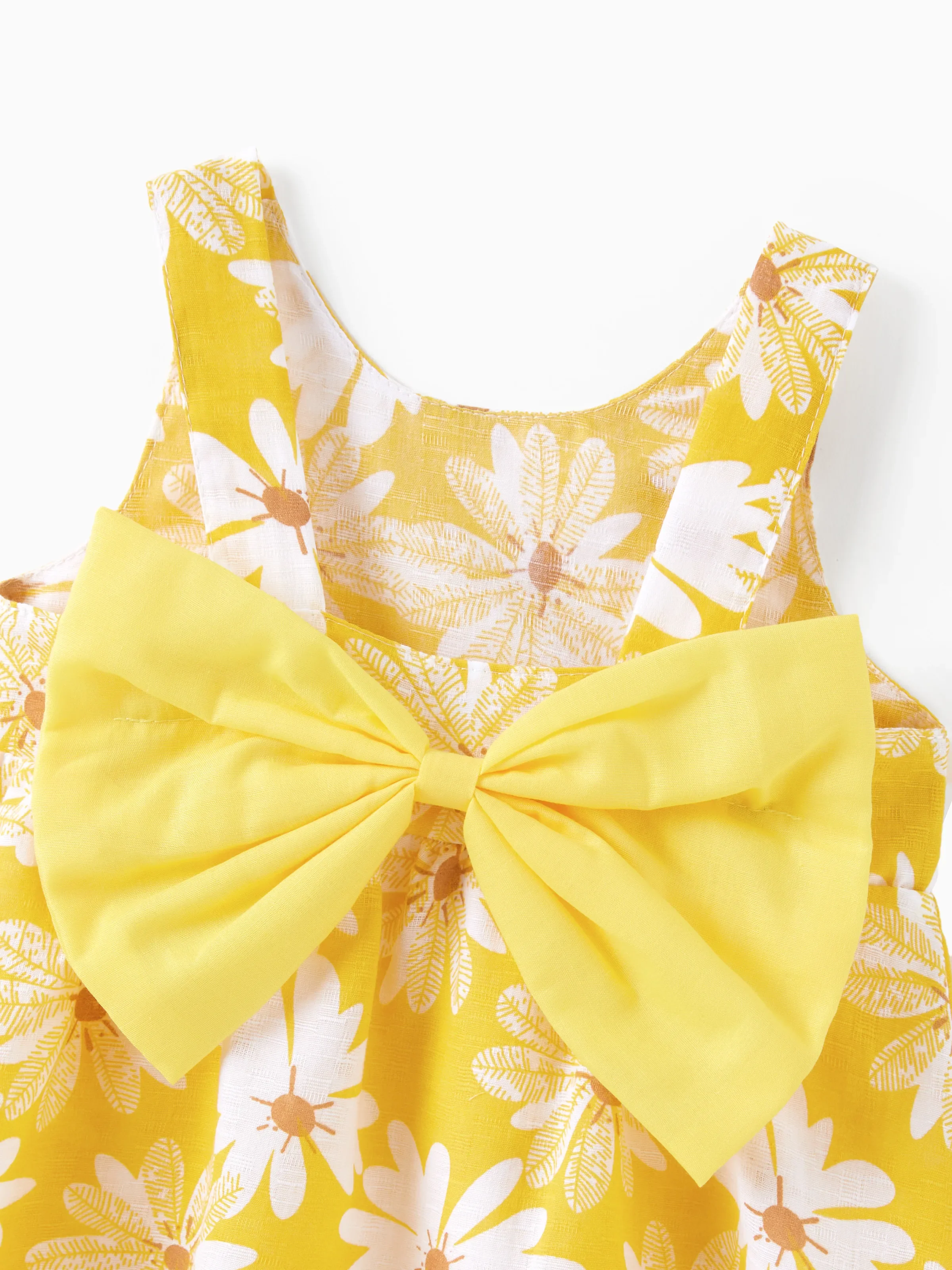 2pcs Baby Girl Little Daisy Bowknot Dress Set Yellow - Image 5