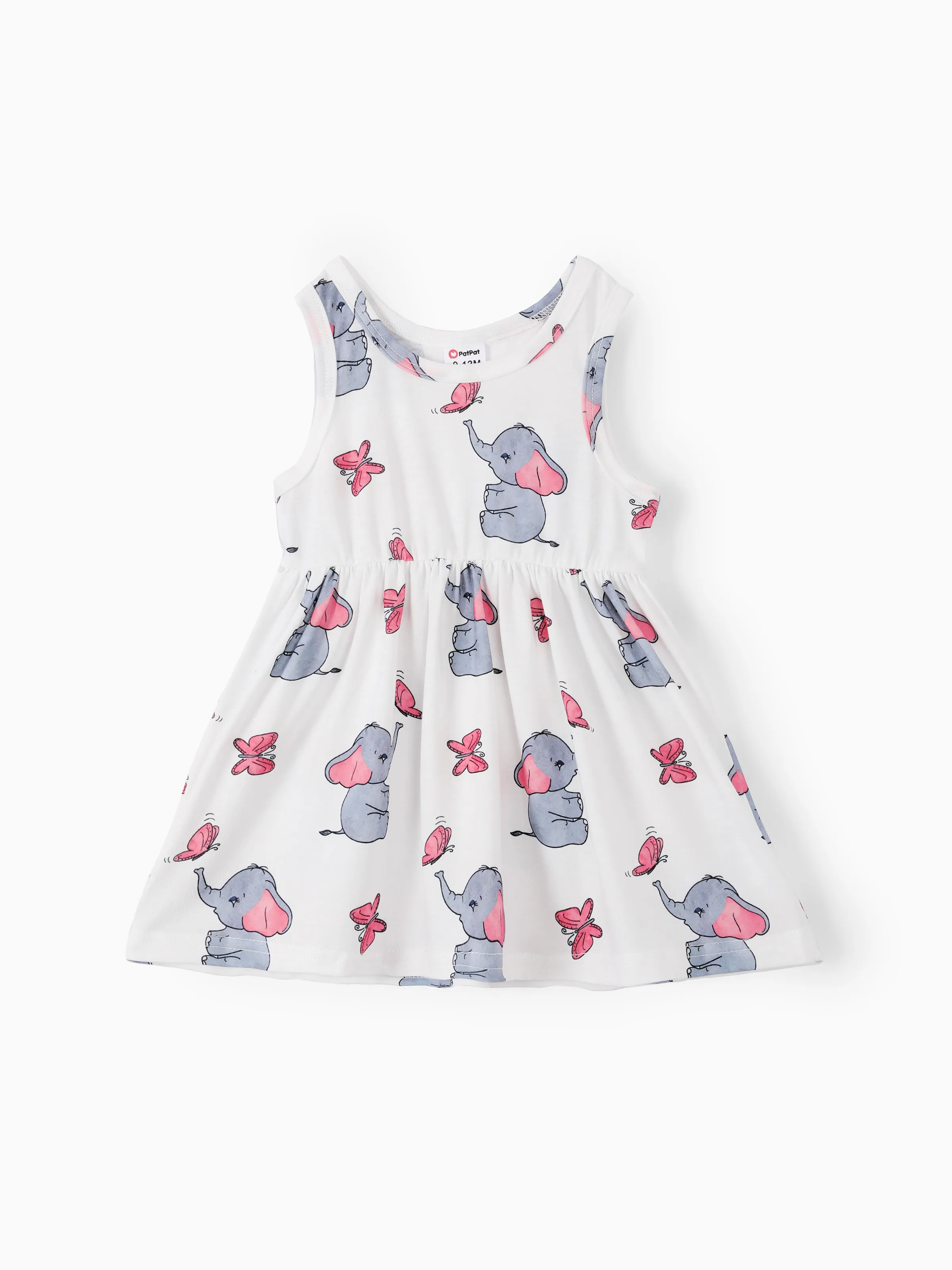 2pcs Baby Girl Pink Cardigan and Elephant Print Dress Set Pink - Image 3