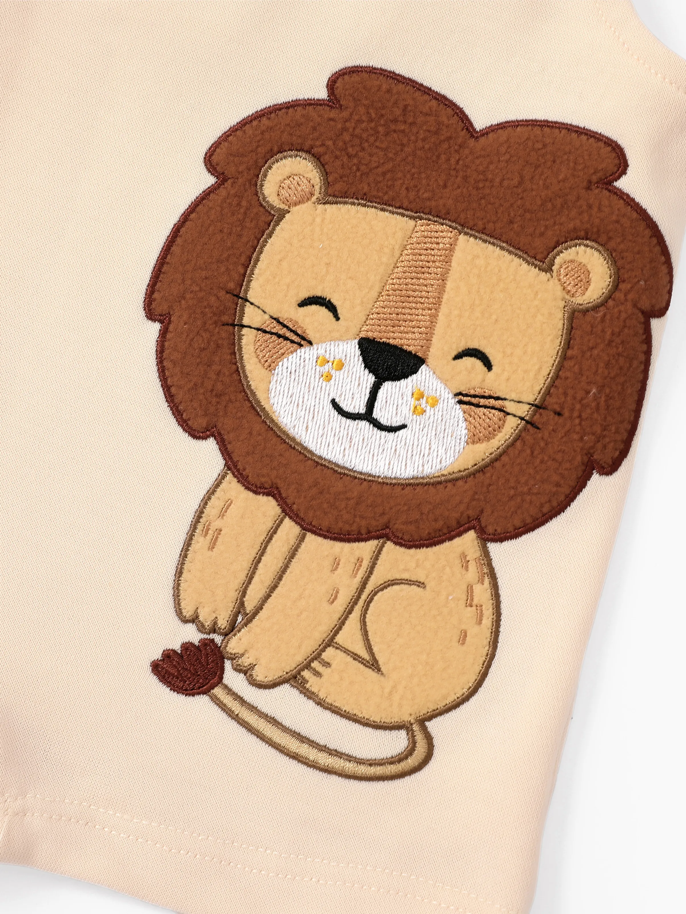 Baby Boy 2pcs Stripe Pattern Tee and Lion Print Overalls Shorts Set Khaki - Image 4