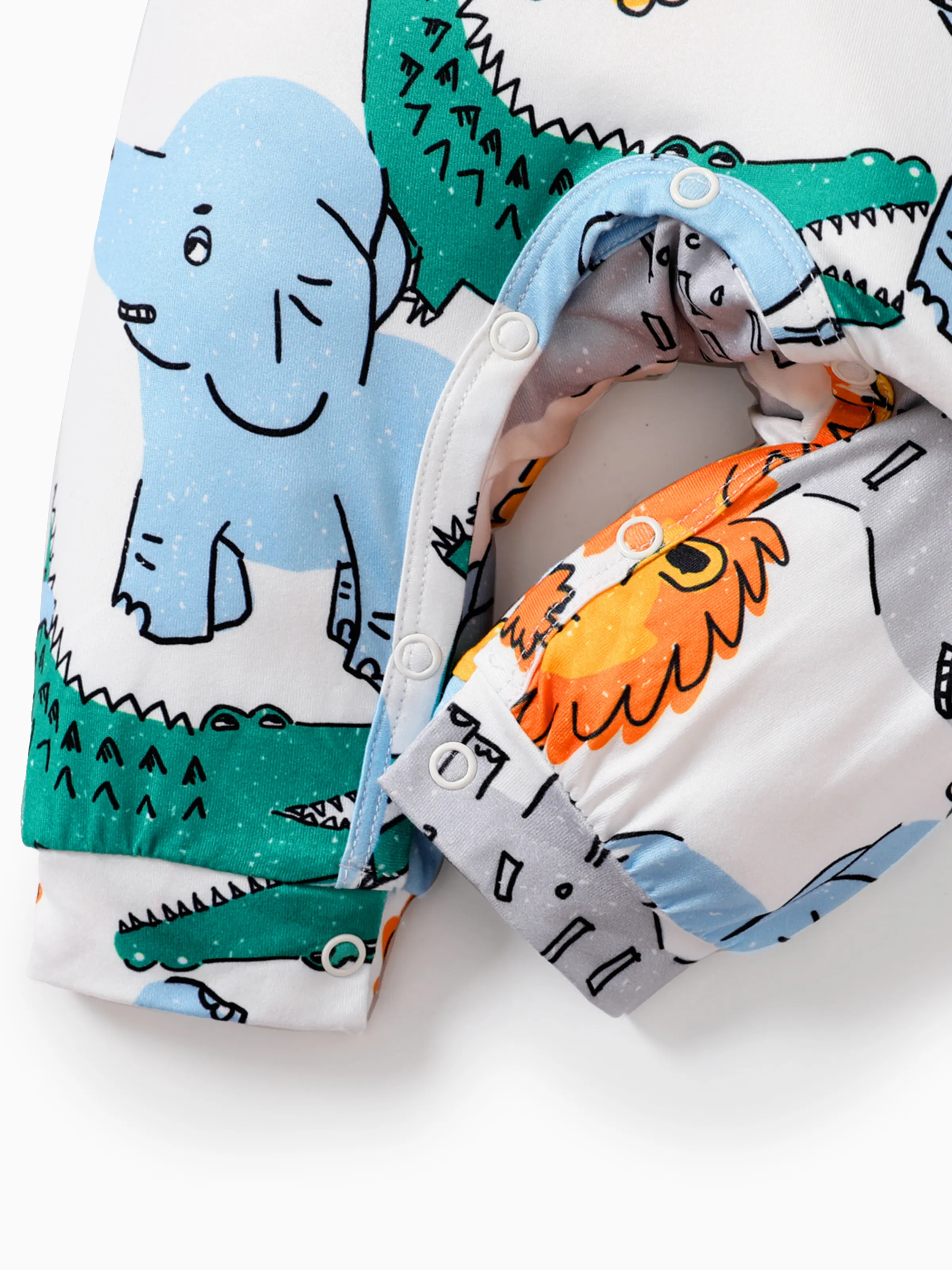 Baby Boy Childlike Panda Button Long Sleeves Jumpsuit Multi-color - Image 3