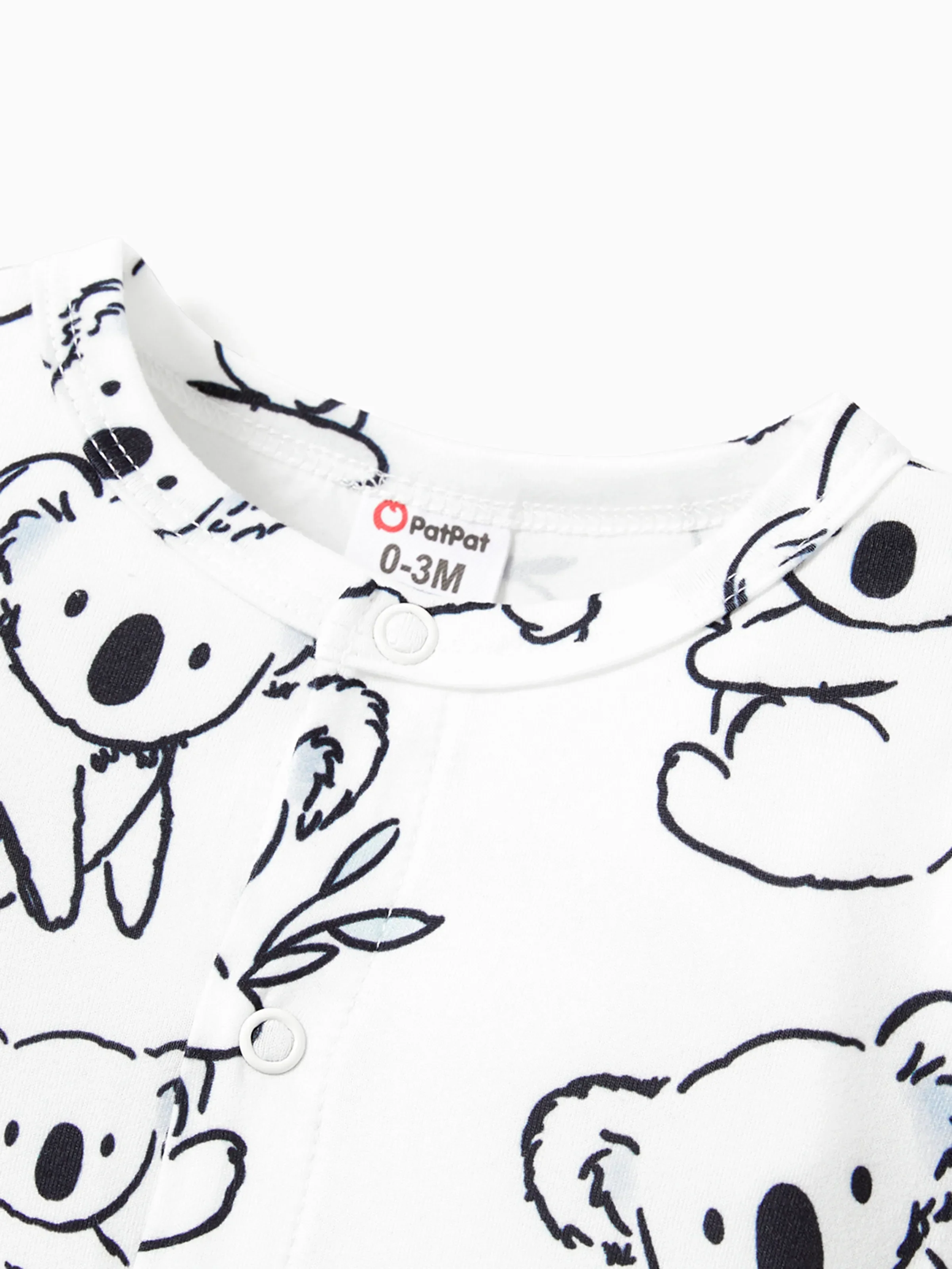 Baby Boy Childlike Panda Button Long Sleeves Jumpsuit White - Image 3