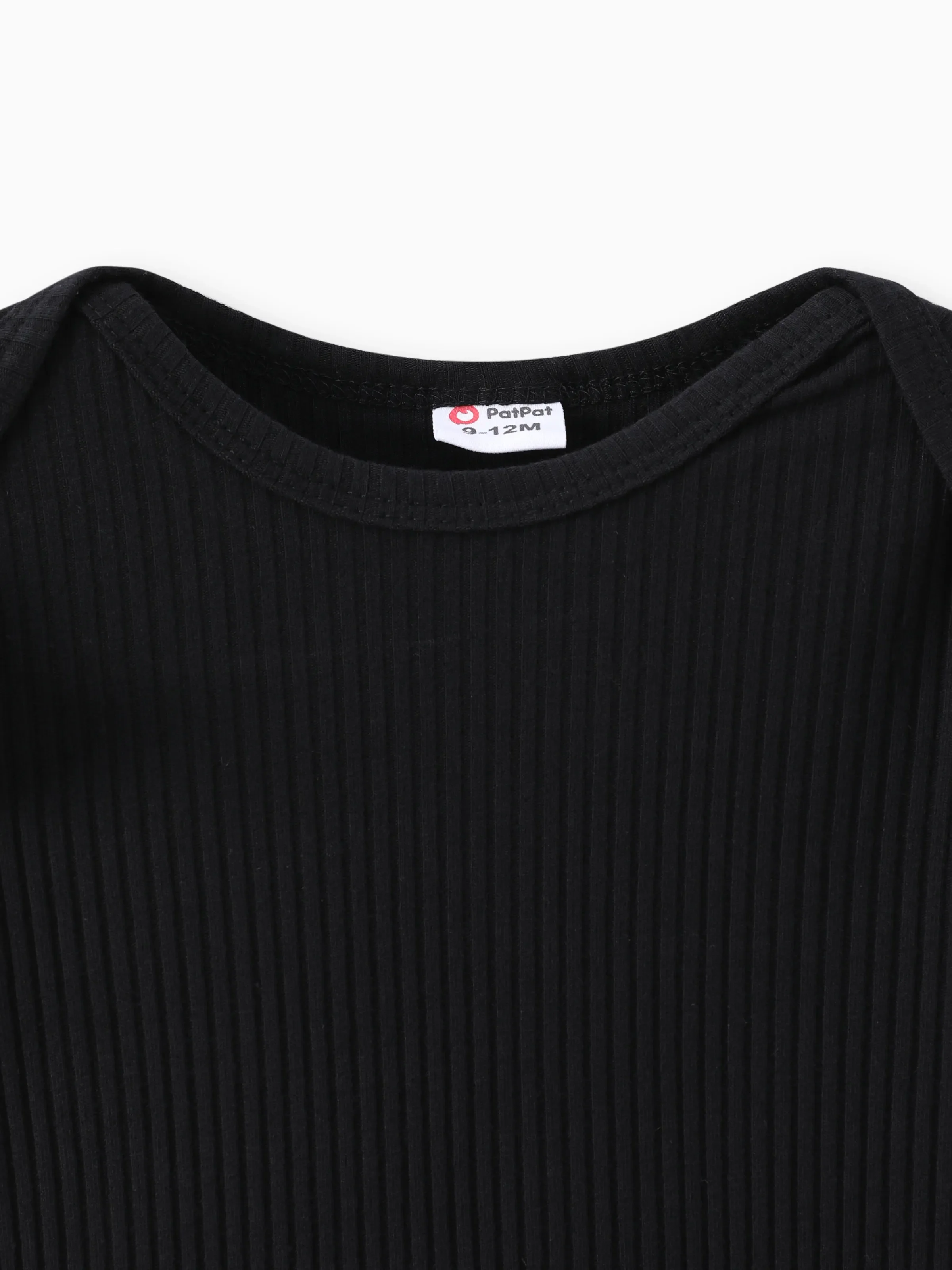 Baby Girl 2pcs Bear Style Ruffled Romper and Embroidered Polka dots Overalls Dress Set Black - Image 3