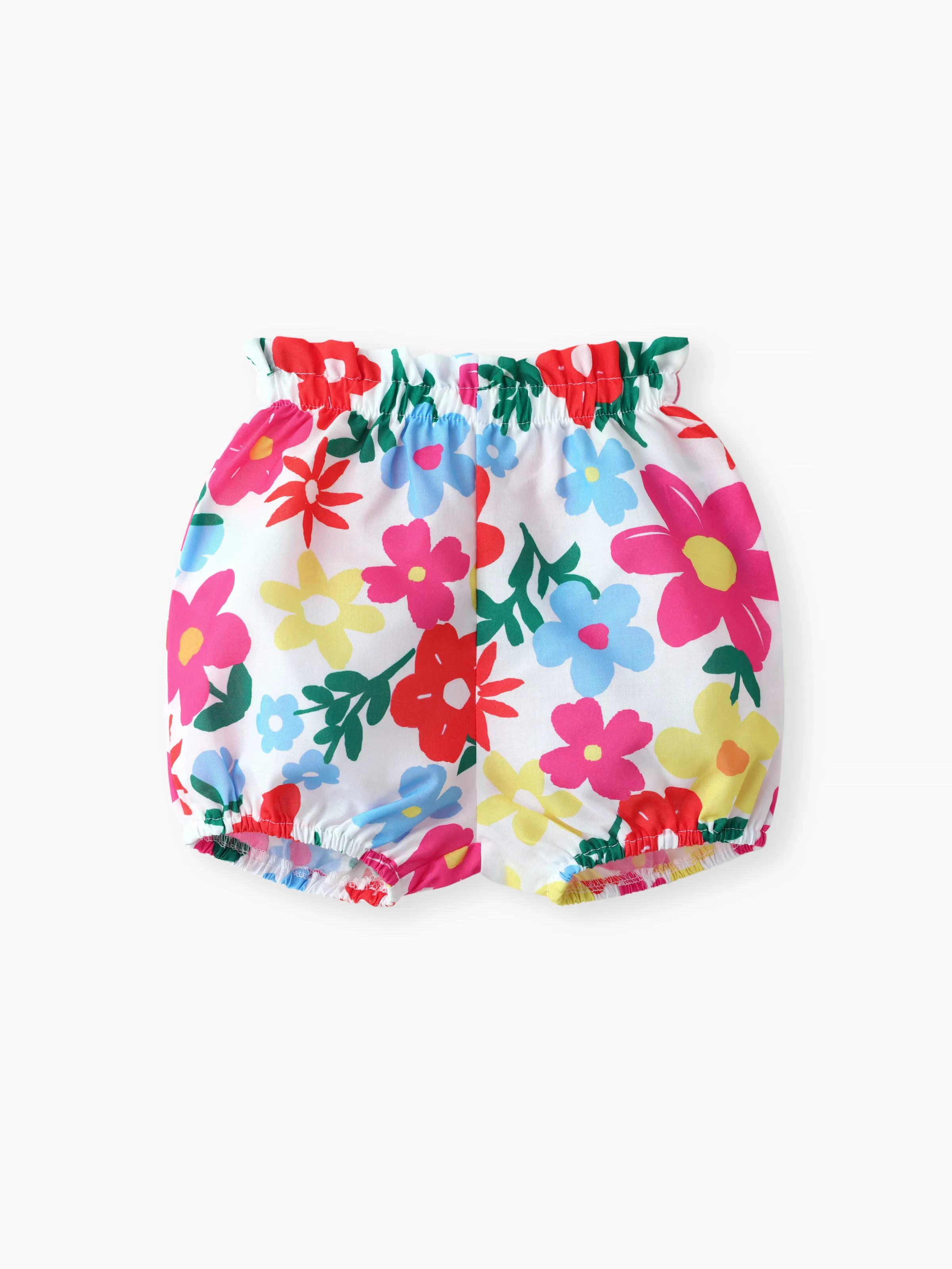 Baby Girl 2pcs Sweet Big Flower Pattern Square Neckline Top and Shorts Set Roseo - Image 3