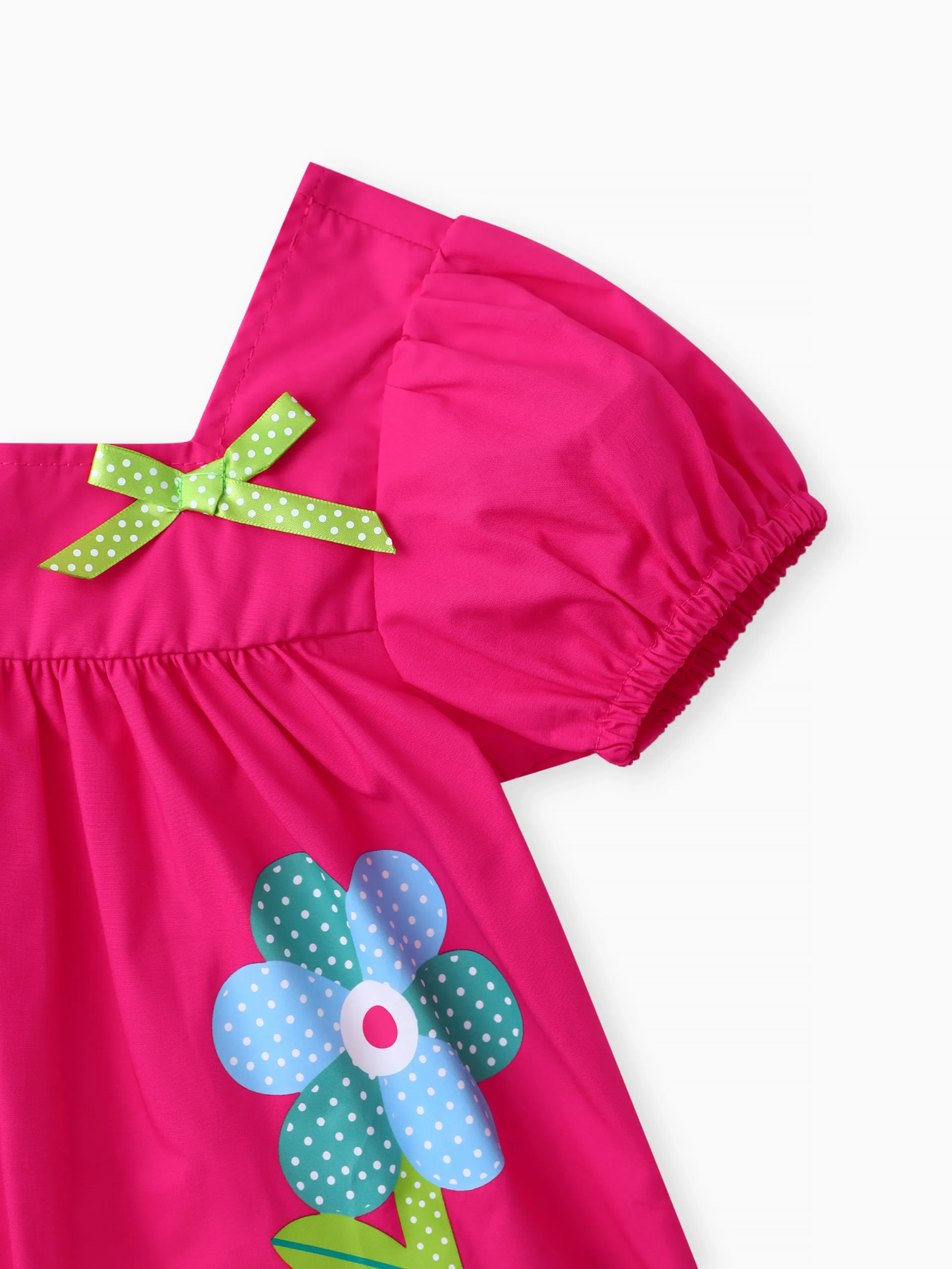 Baby Girl 2pcs Sweet Big Flower Pattern Square Neckline Top and Shorts Set Roseo - Image 4