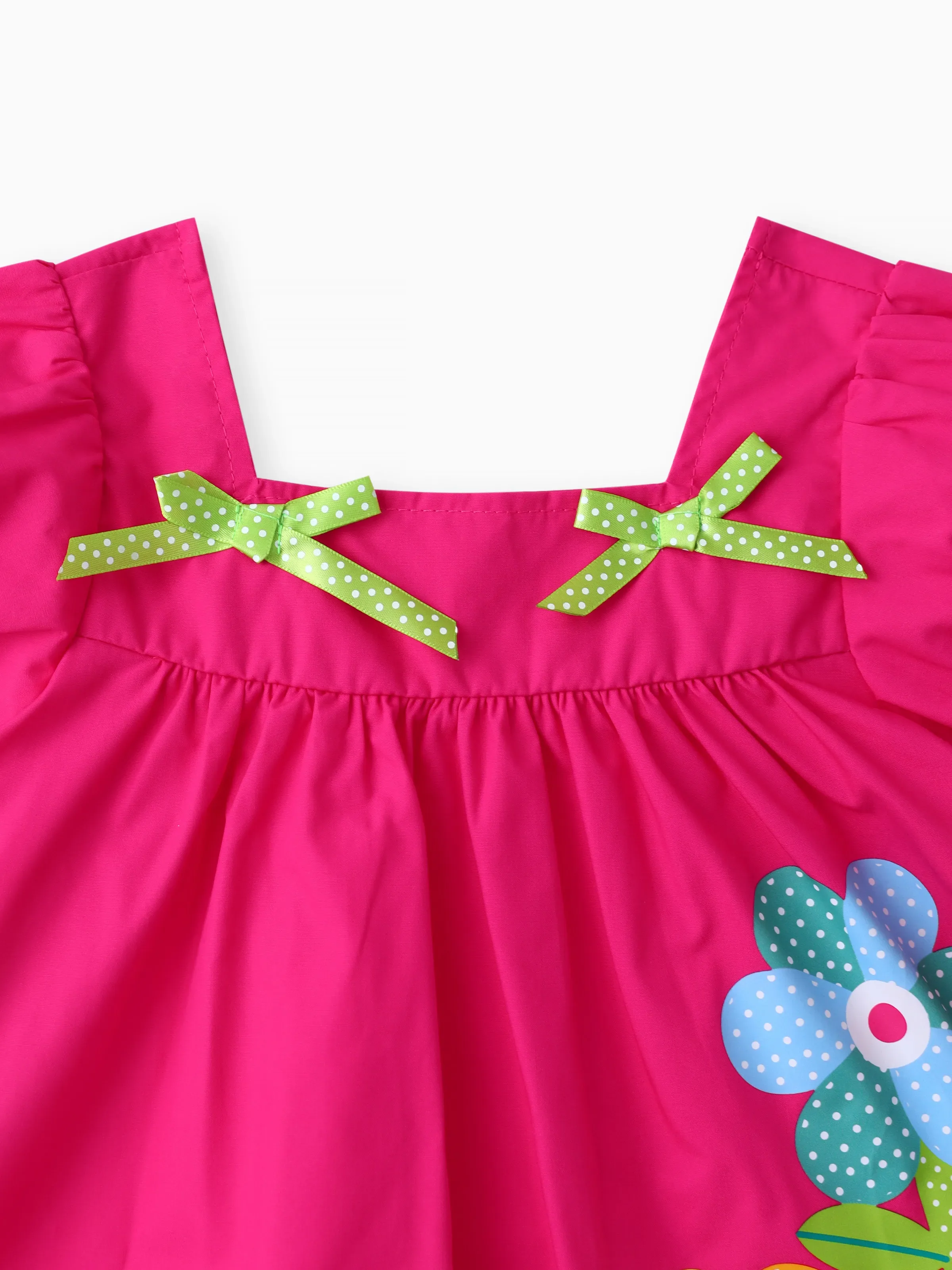 Baby Girl 2pcs Sweet Big Flower Pattern Square Neckline Top and Shorts Set Roseo - Image 5