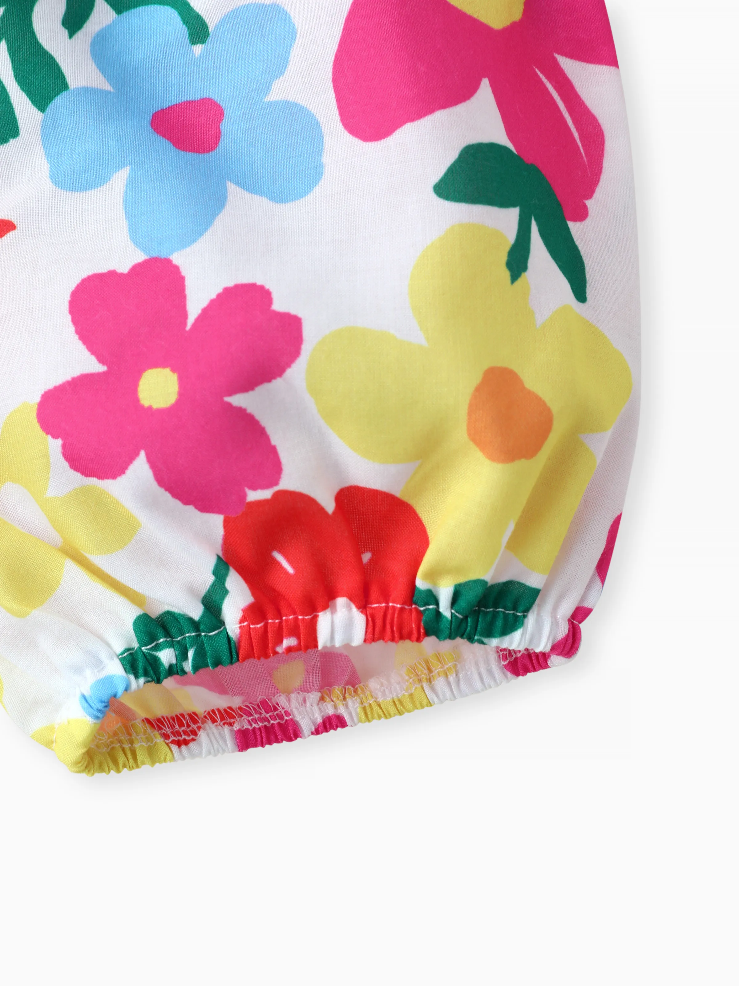 Baby Girl 2pcs Sweet Big Flower Pattern Square Neckline Top and Shorts Set Roseo - Image 9