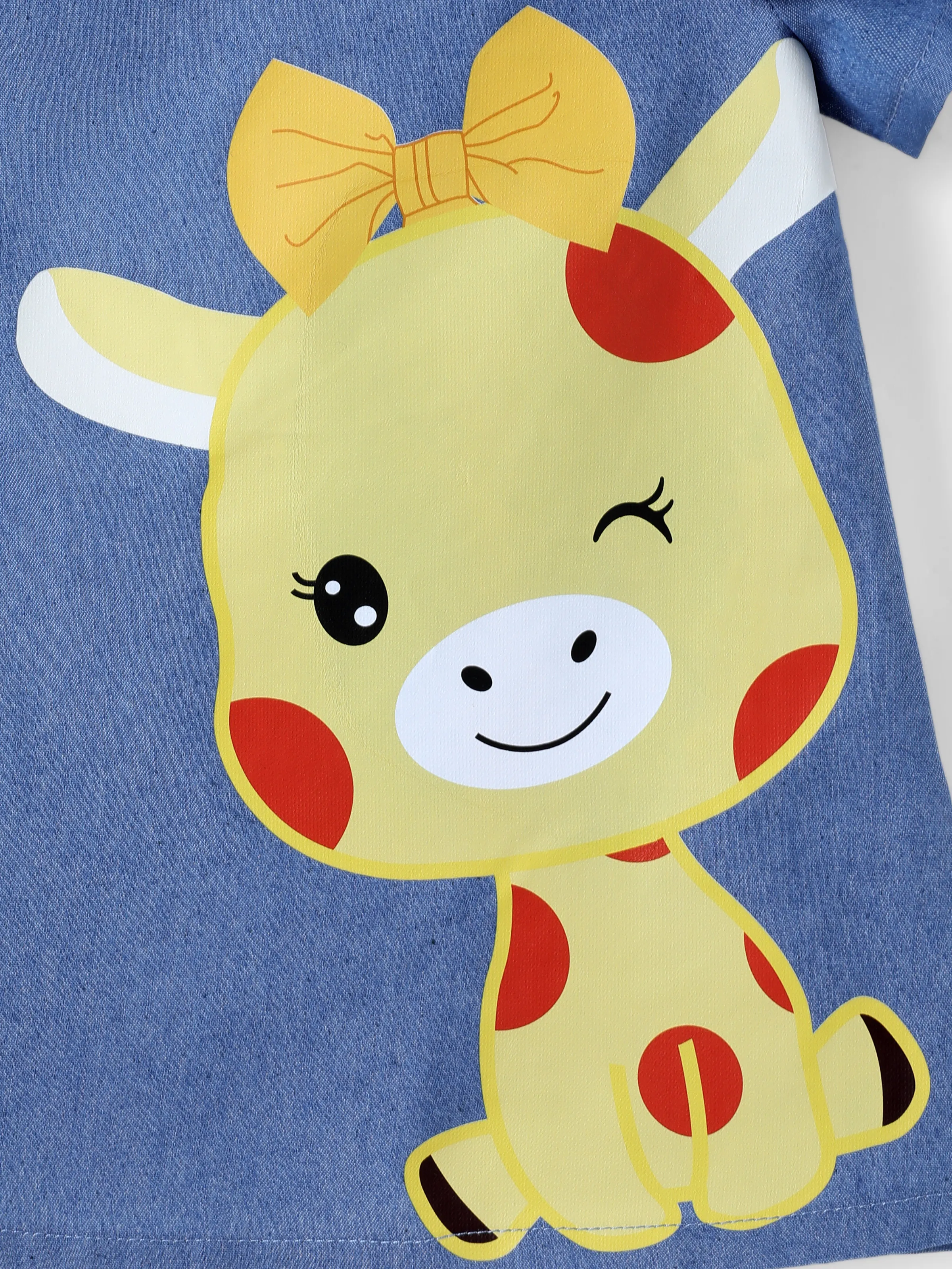 Baby Girl Cute Cat Print Ruffled Short-sleeve Dress Yellow - Image 5