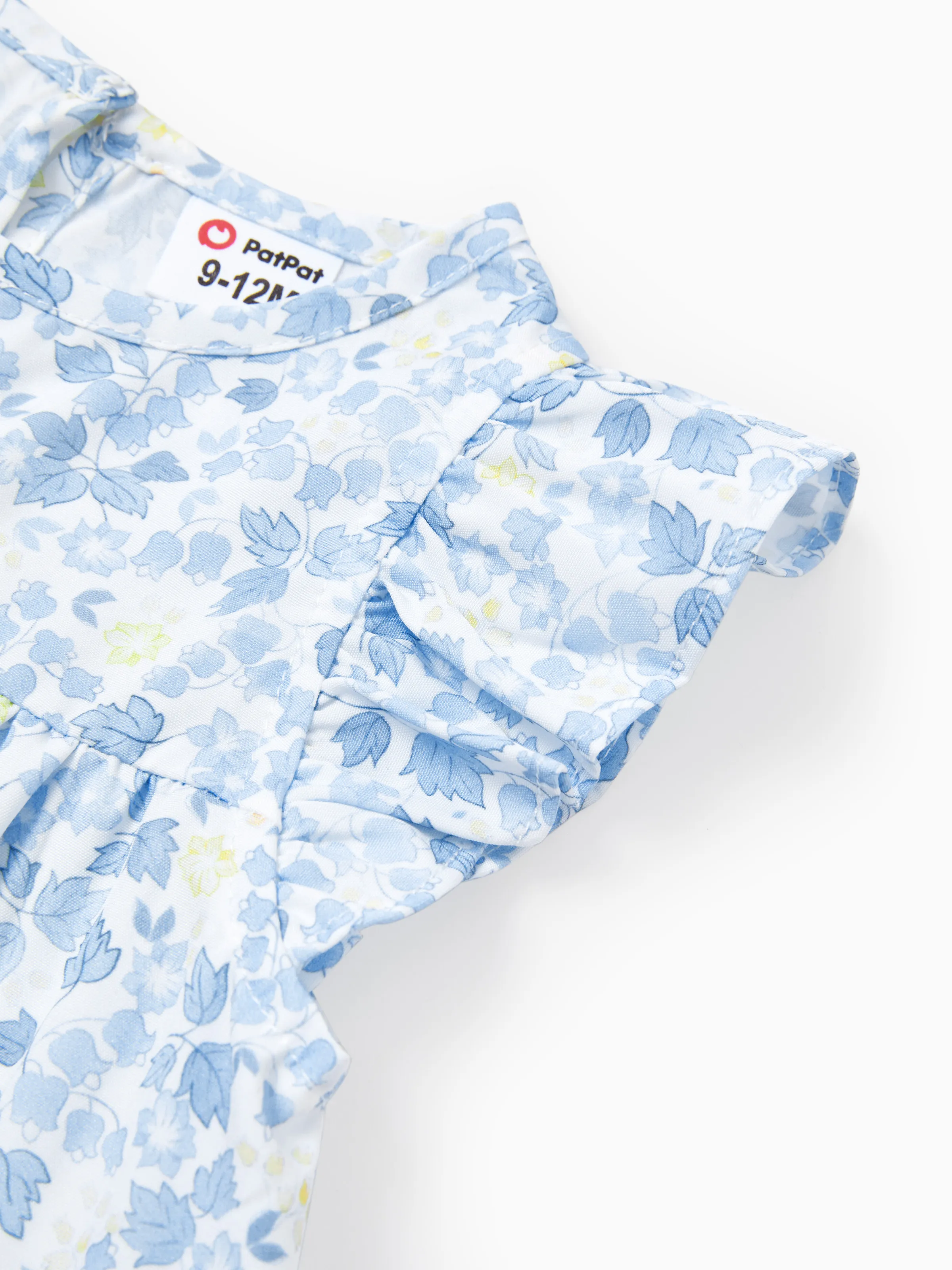 Baby Girl Sweet Flutter-sleeve Floral Dress Light Green - Image 4