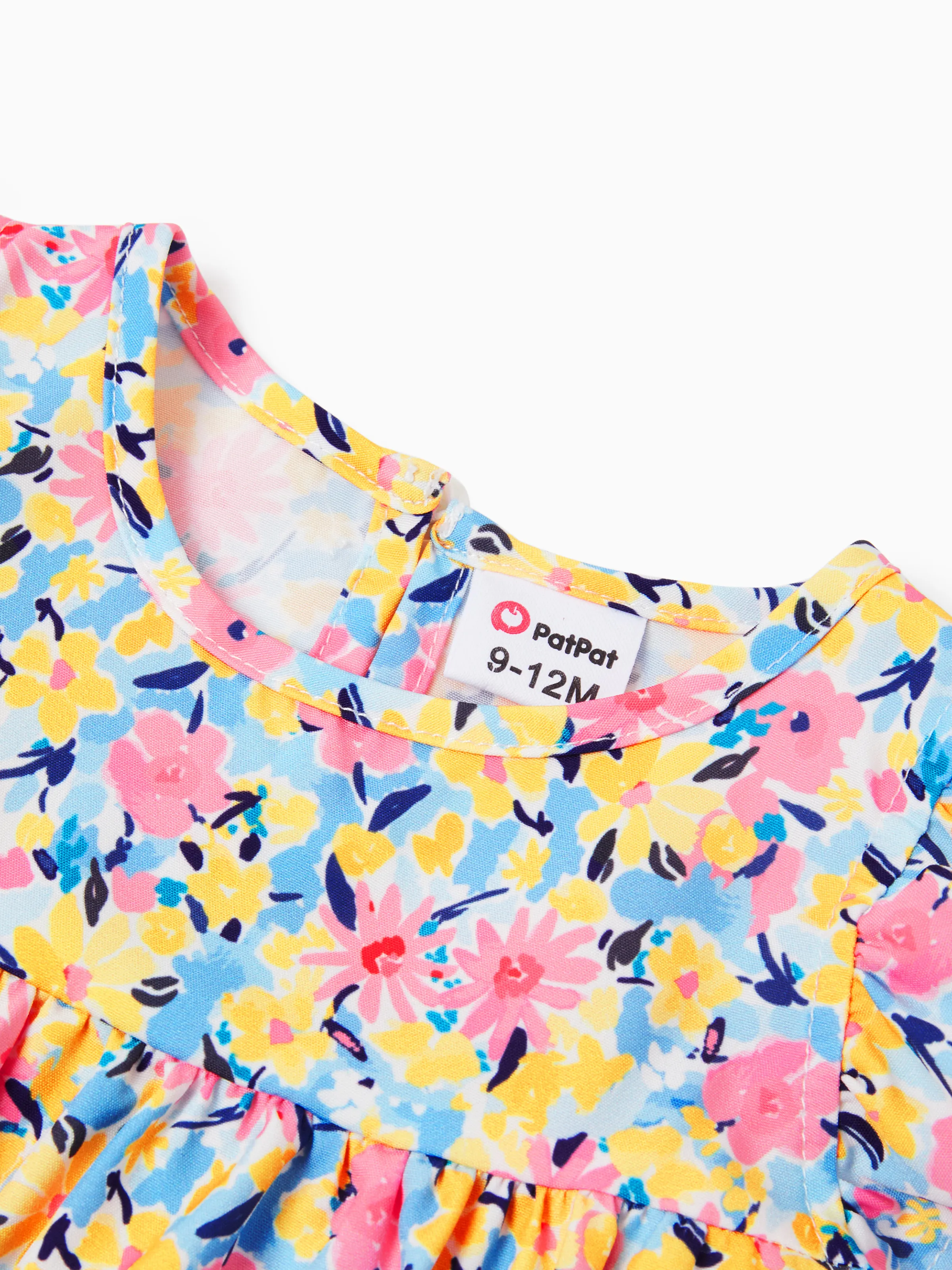 Baby Girl Sweet Flutter-sleeve Floral Dress Peach pink - Image 3