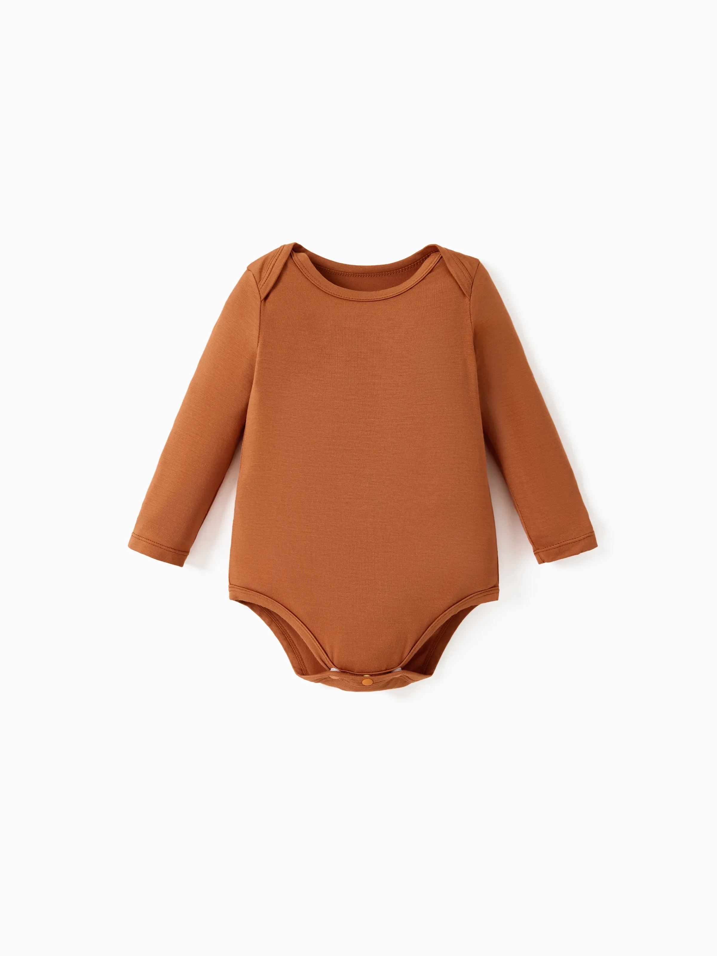 Bamboo Baby Bodysuits 2-piece Flora Long Sleeve Rompers for Baby Girls Infant Brown - Image 3
