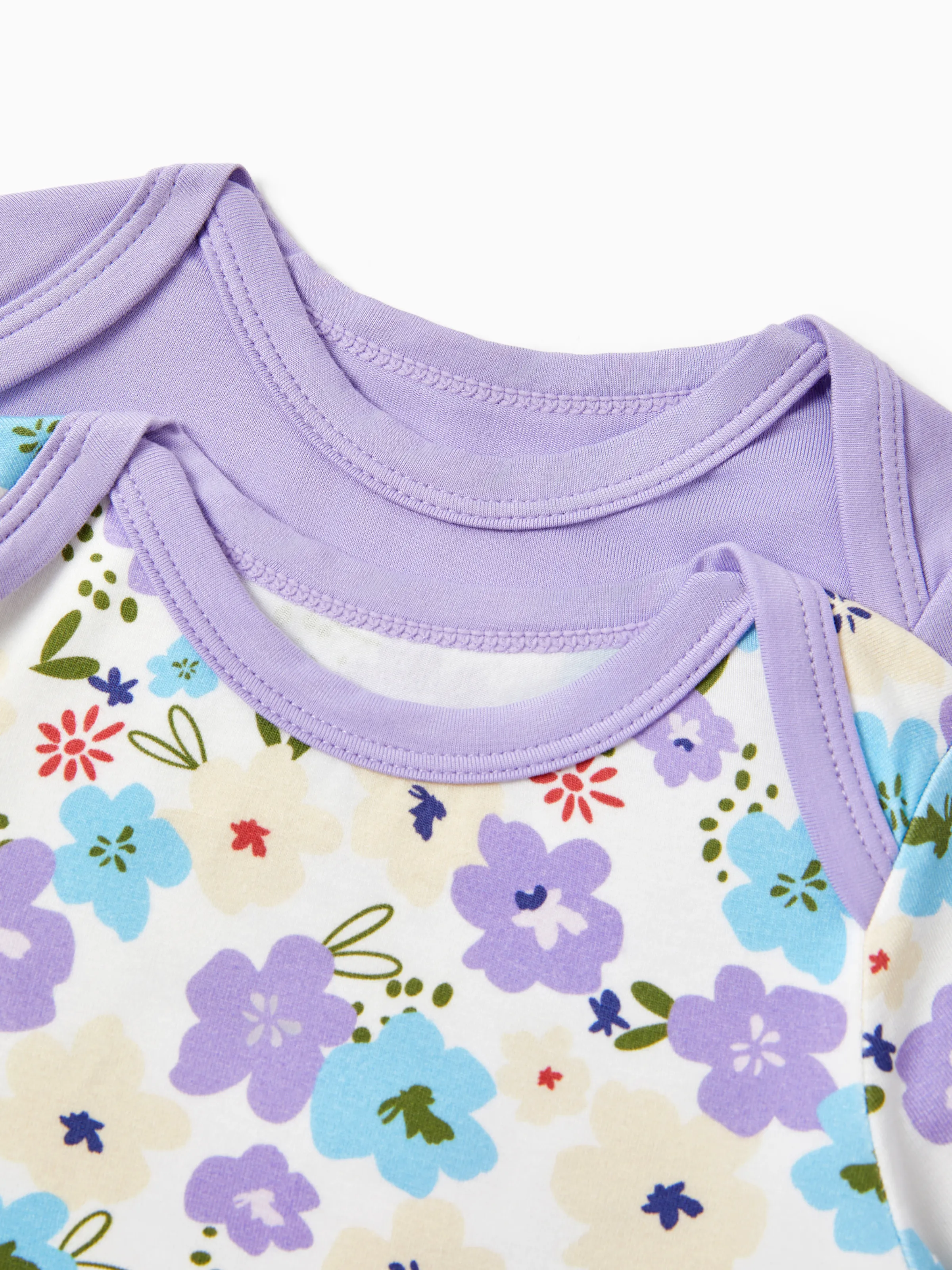 Bamboo Baby Bodysuits 2-piece Flora Long Sleeve Rompers for Baby Girls Infant Purple - Image 4