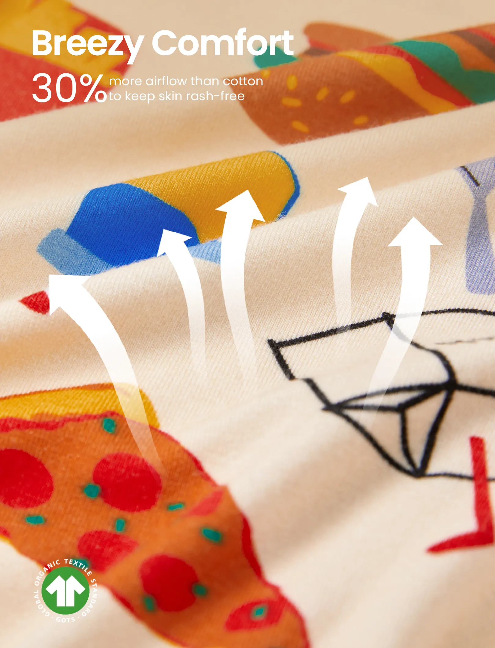 Bamboo Baby Boy / Girl 2-Way Zip Onesies Anti Slip Childlike Food Pattern Bamboo Sleepwear (Snug-Fitting)
 Brown - Image 5