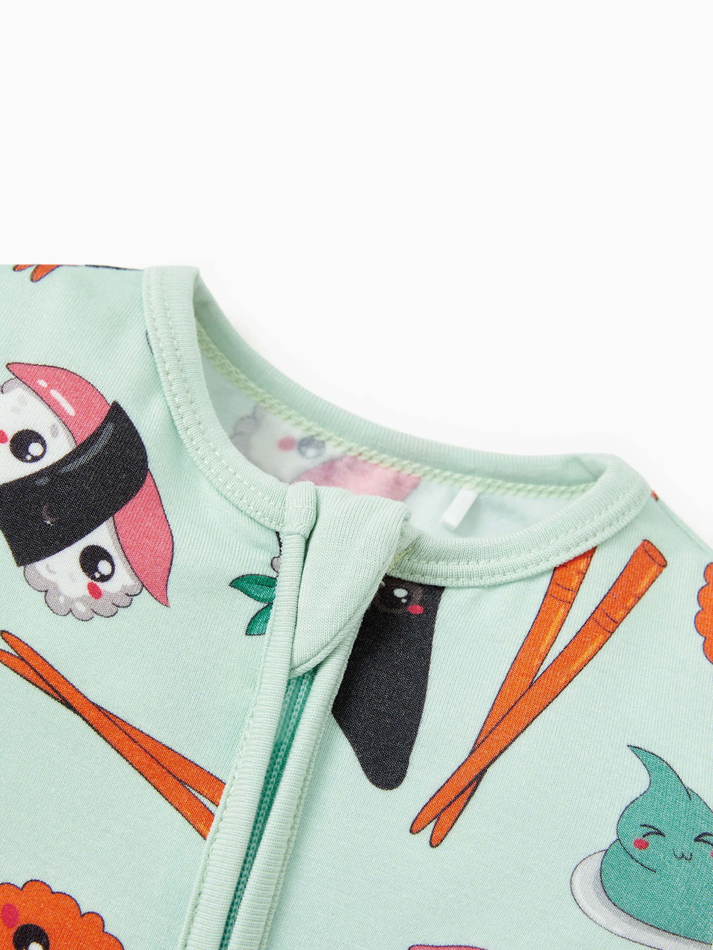 Bamboo Baby Boy / Girl 2-Way Zip Onesies Anti Slip Childlike Food Pattern Bamboo Sleepwear (Snug-Fitting)
 Green - Image 9