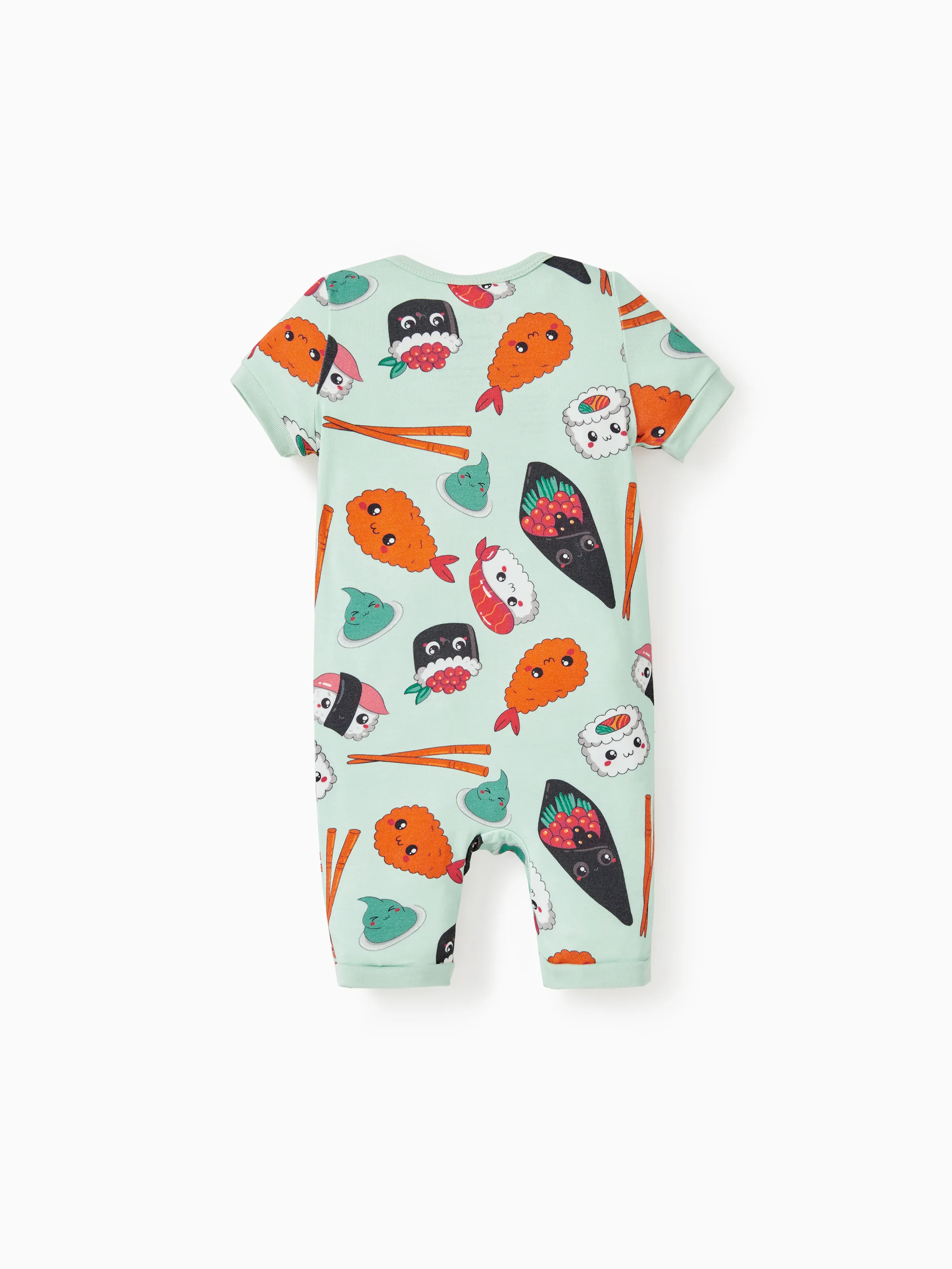 Bamboo Baby Boy / Girl 2-Way Zip Onesies Anti Slip Childlike Food Pattern Bamboo Sleepwear (Snug-Fitting)
 Green - Image 7