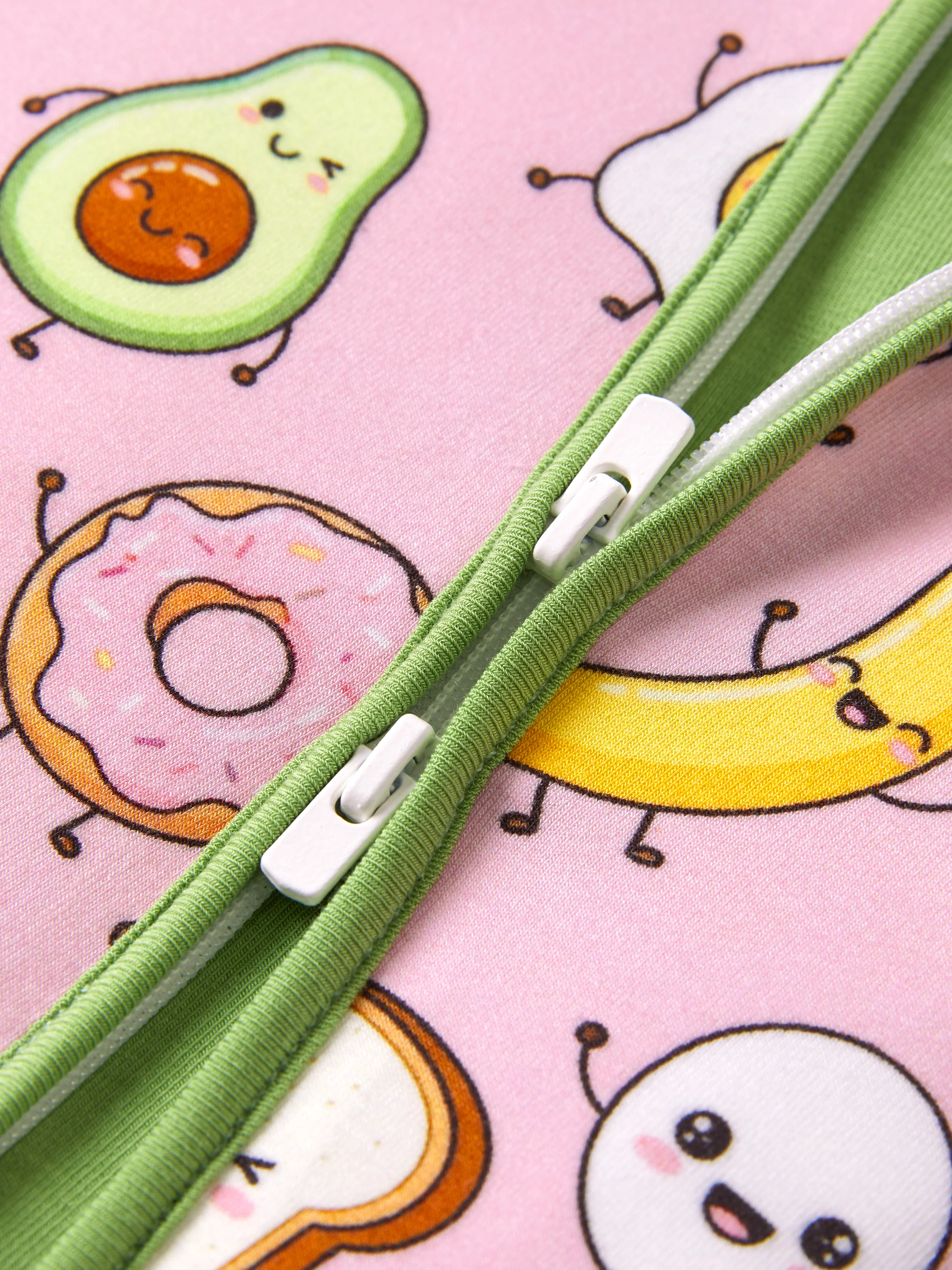 Bamboo Baby Boy / Girl 2-Way Zip Onesies Anti Slip Childlike Food Pattern Bamboo Sleepwear (Snug-Fitting)
Light Pink - Image 4