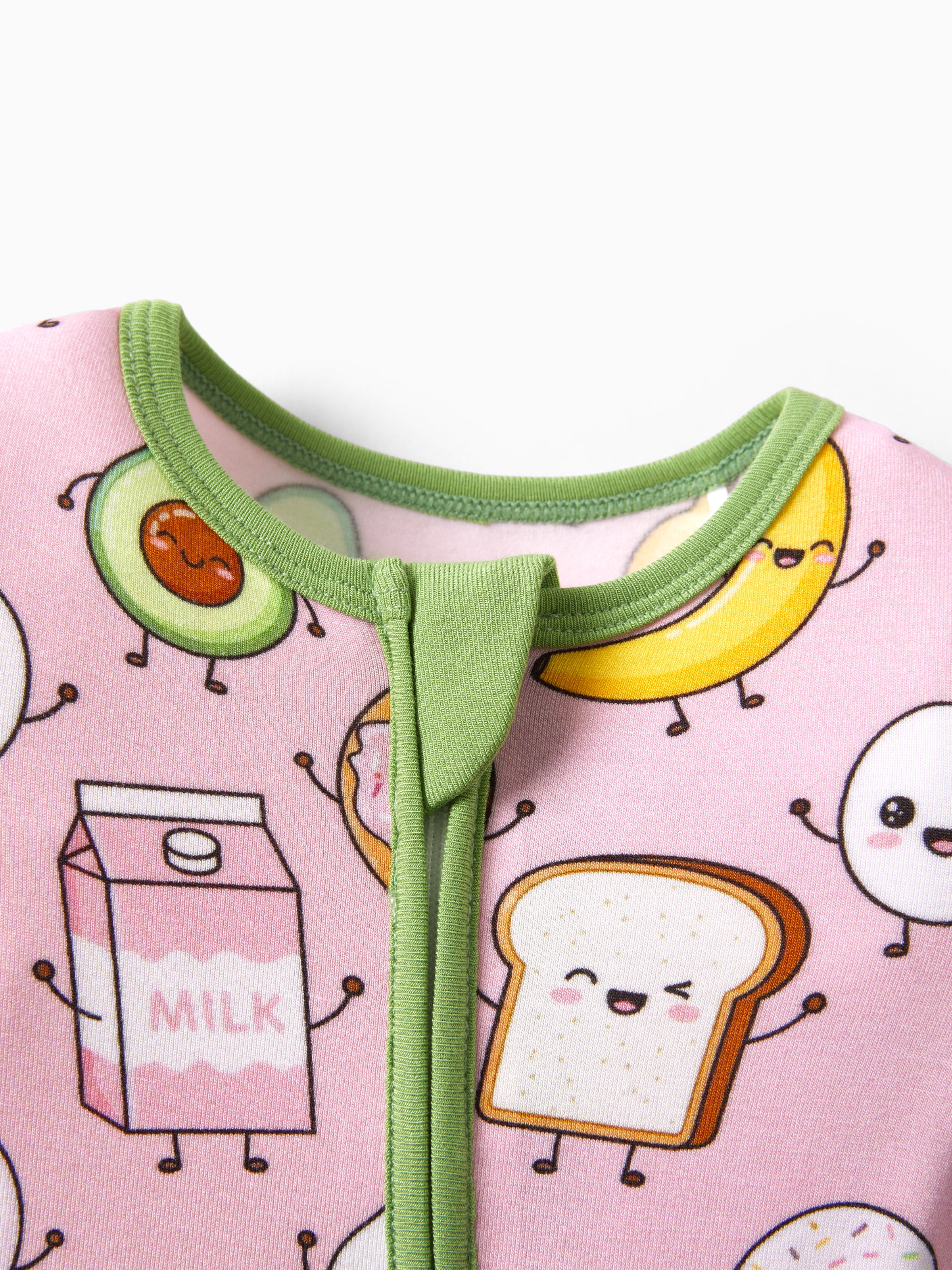 Bamboo Baby Boy / Girl 2-Way Zip Onesies Anti Slip Childlike Food Pattern Bamboo Sleepwear (Snug-Fitting)
Light Pink - Image 3
