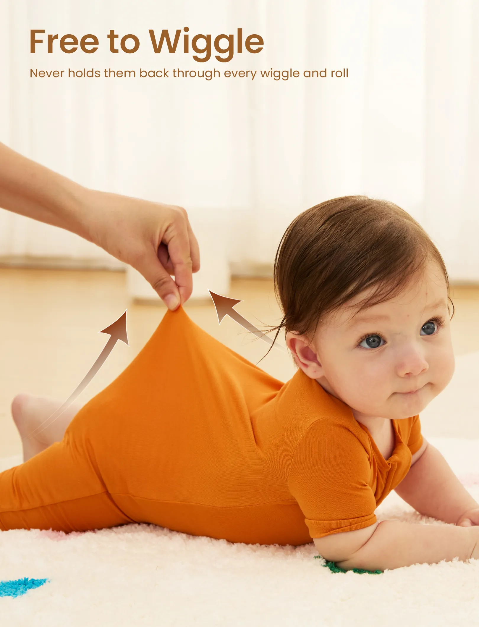 Bamboo Baby Boy / Girl 2-Way Zip Onesies Anti Slip Childlike Food Pattern Bamboo Sleepwear (Snug-Fitting)
 Orange - Image 4