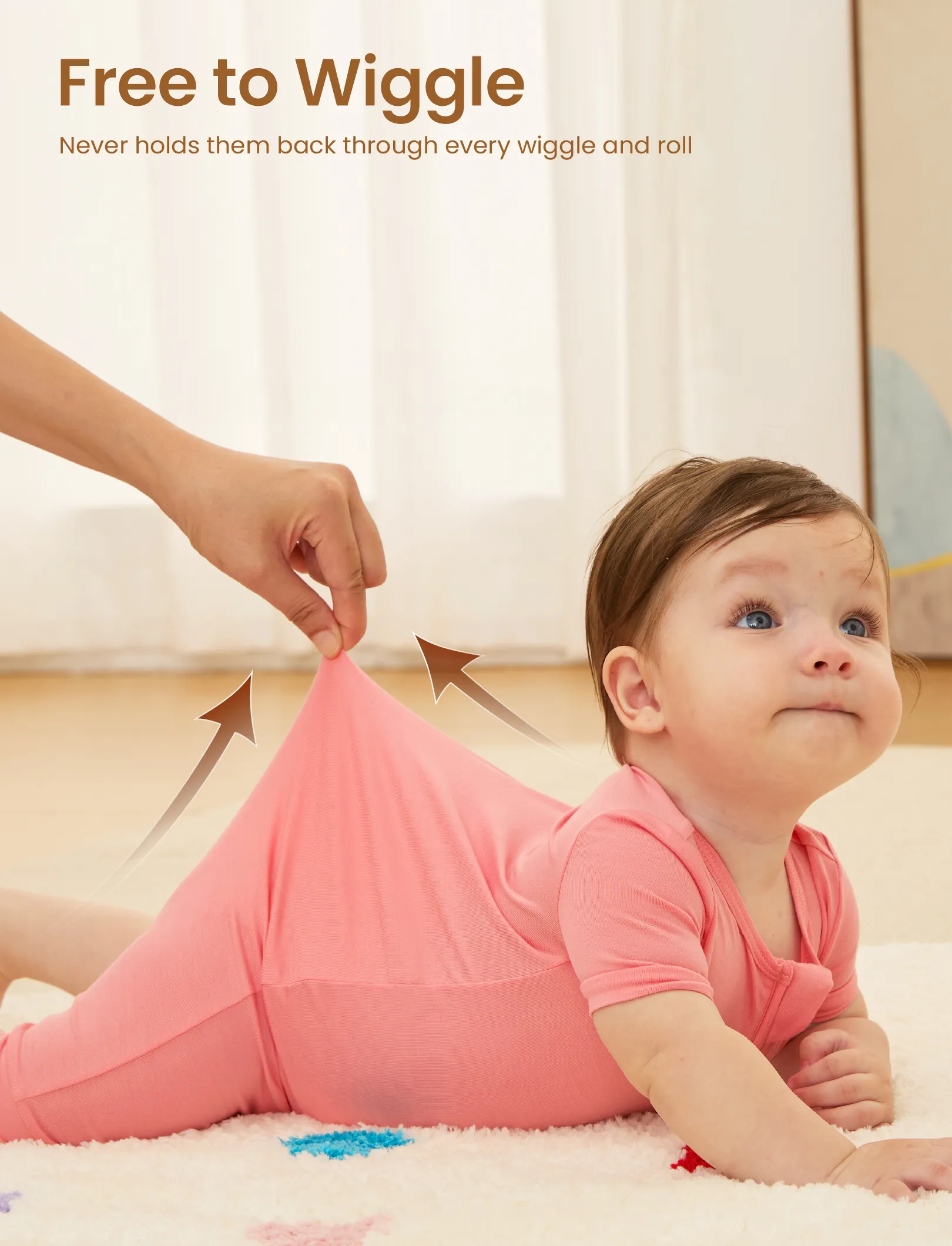 Bamboo Baby Boy / Girl 2-Way Zip Onesies Anti Slip Childlike Food Pattern Bamboo Sleepwear (Snug-Fitting)
 Pink - Image 4