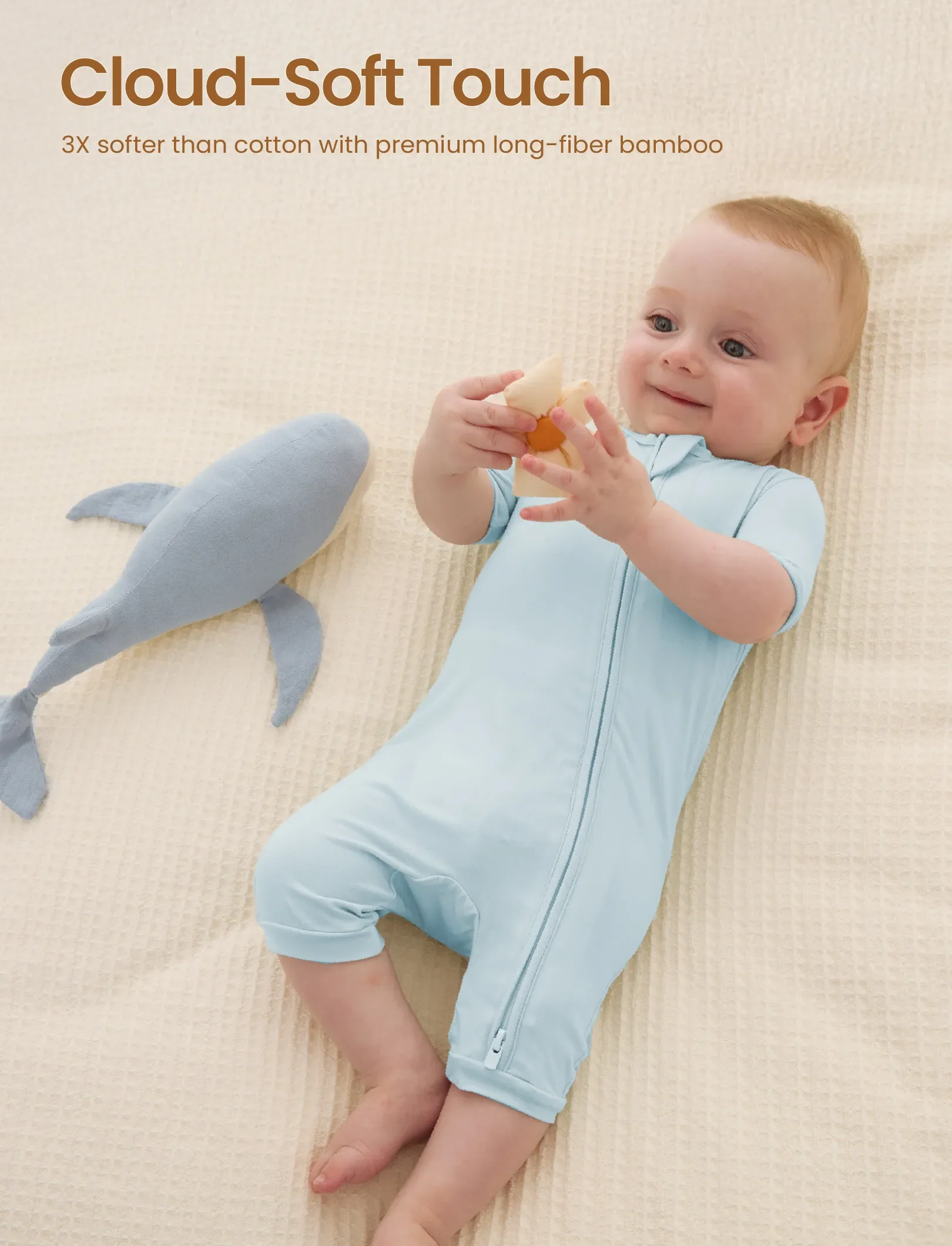 Bamboo Baby Boy / Girl 2-Way Zip Onesies Anti Slip Childlike Food Pattern Bamboo Sleepwear (Snug-Fitting)
Turquoise - Image 3