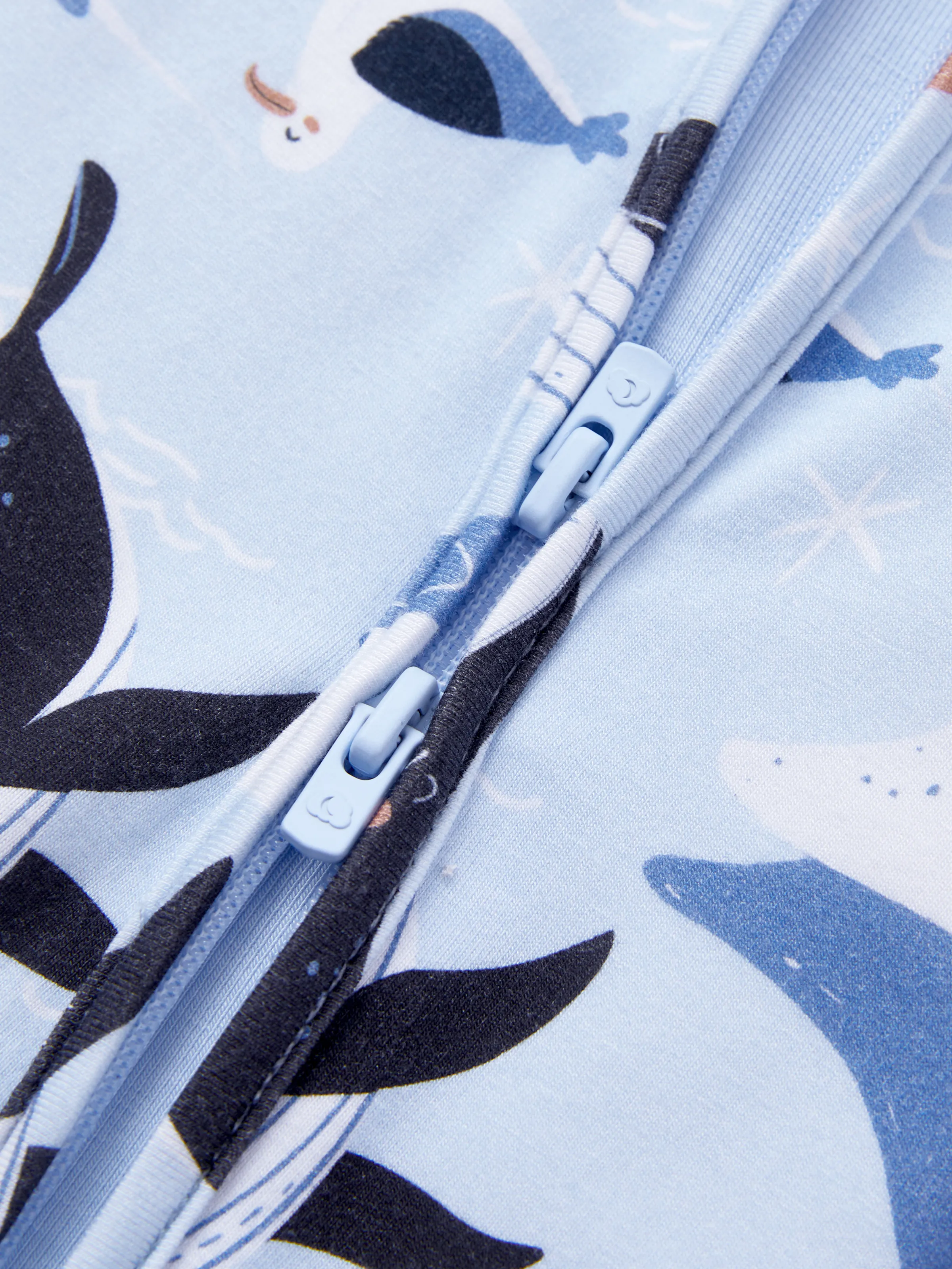 Bamboo Baby Boy/Girl Animal Printed 2-Way Zip Onesies Anti Slip Long-sleeve Footie with Hairband Royal Blue - Image 6