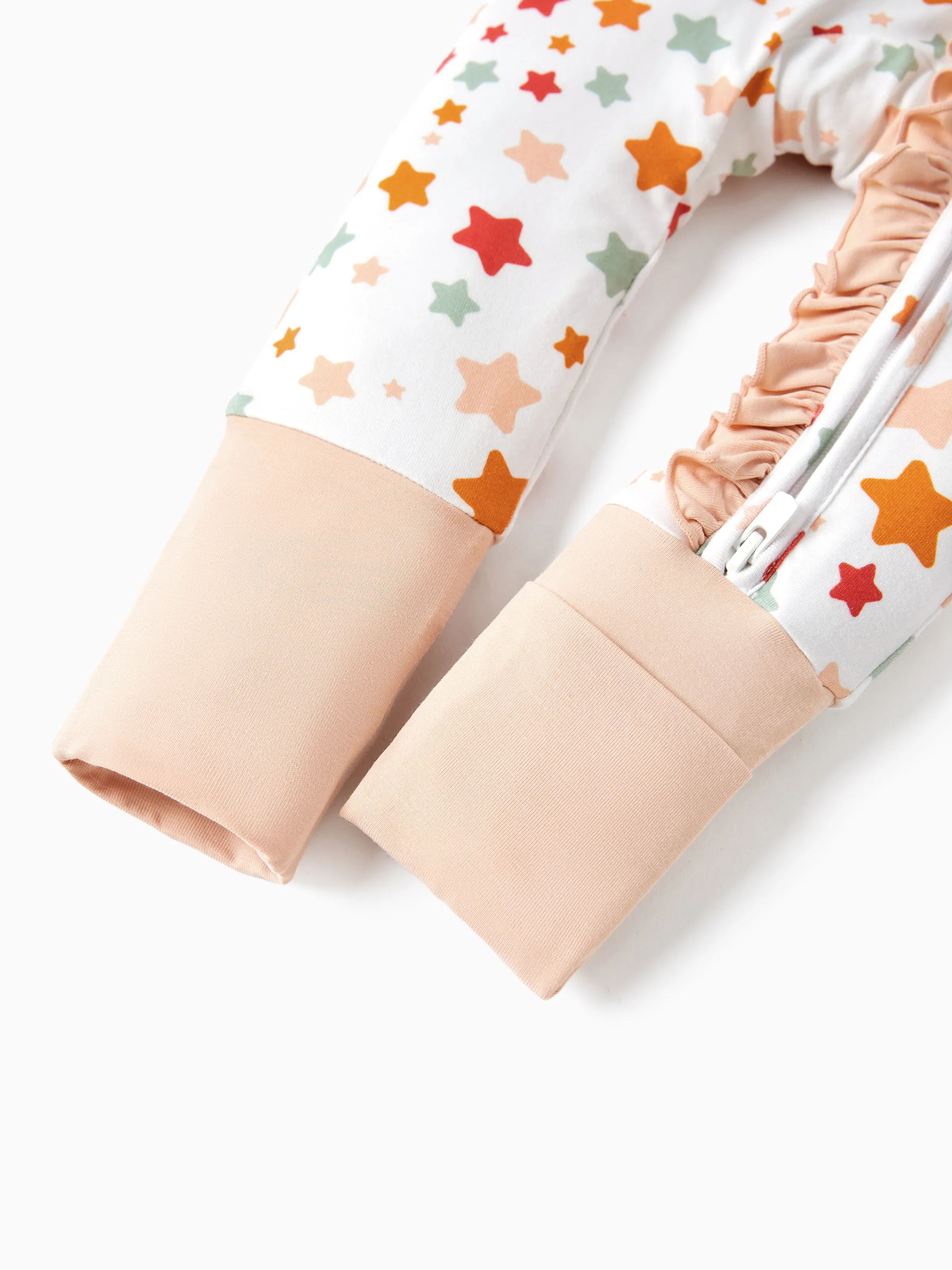 Bamboo Baby Boy/Girl Animal Printed 2-Way Zipper Anti Slip Long-sleeve Footie with/without Hairband Apricot - Image 14