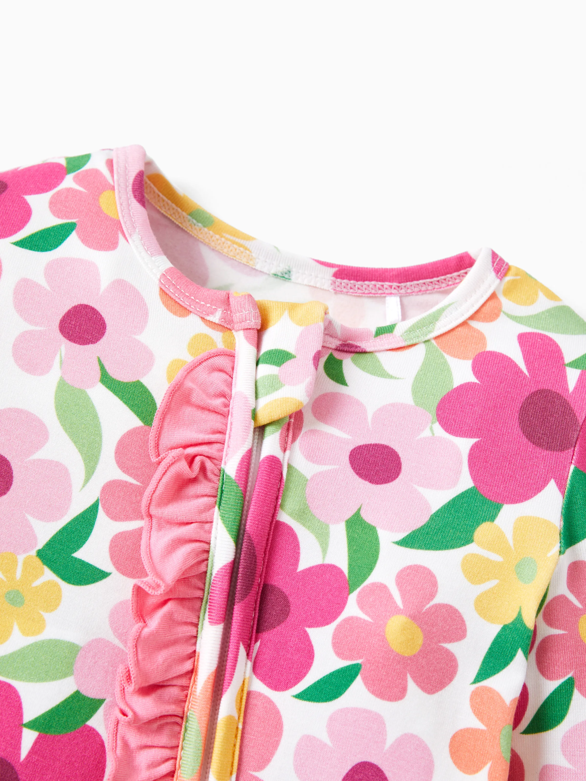 Bamboo Baby Boy/Girl Animal Printed 2-Way Zipper Anti Slip Long-sleeve Footie with/without Hairband Dark Pink - Image 12