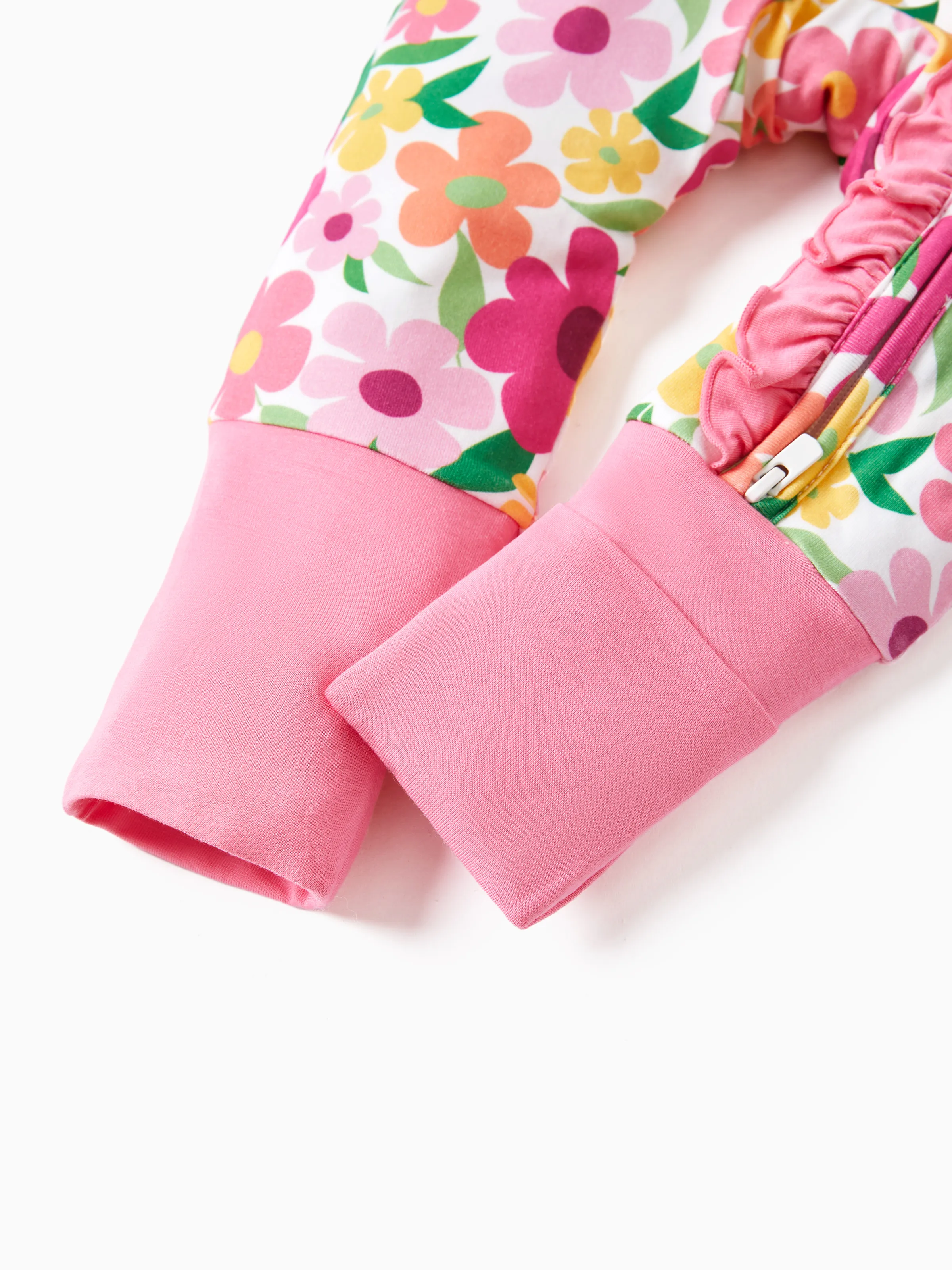 Bamboo Baby Boy/Girl Animal Printed 2-Way Zipper Anti Slip Long-sleeve Footie with/without Hairband Dark Pink - Image 15