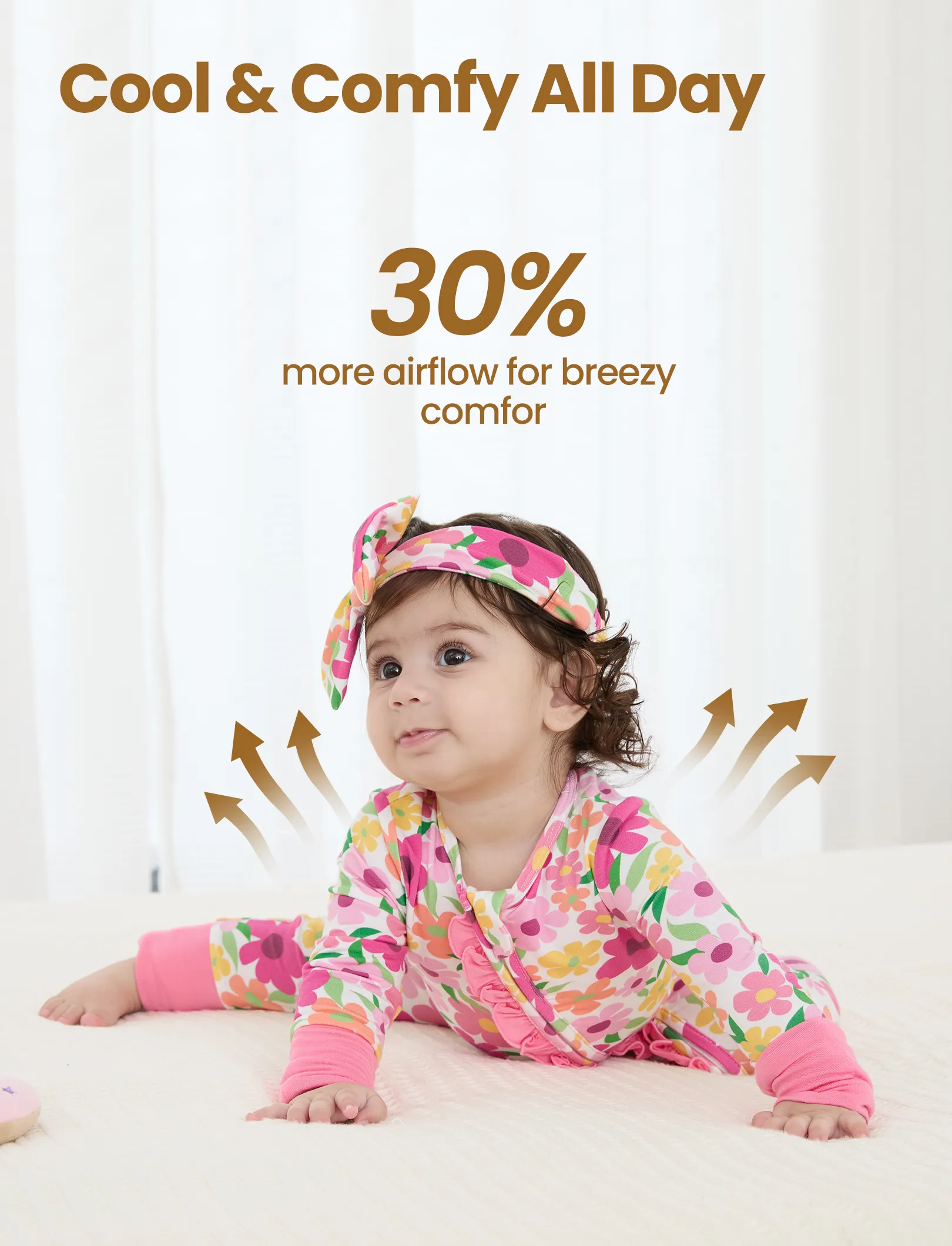 Bamboo Baby Boy/Girl Animal Printed 2-Way Zipper Anti Slip Long-sleeve Footie with/without Hairband Dark Pink - Image 3