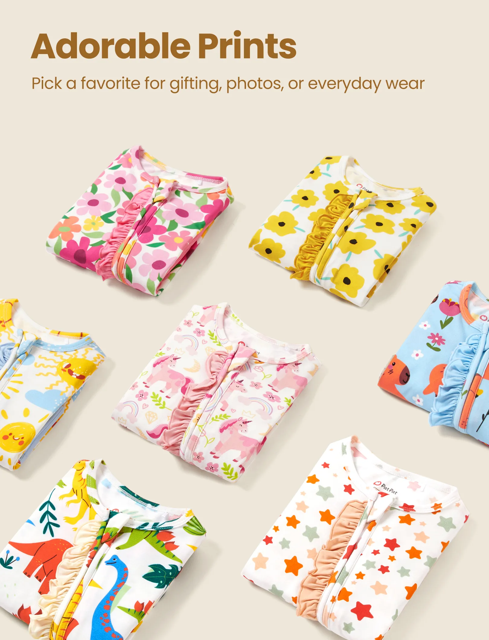 Bamboo Baby Boy/Girl Animal Printed 2-Way Zipper Anti Slip Long-sleeve Footie with/without Hairband Dark Pink - Image 7