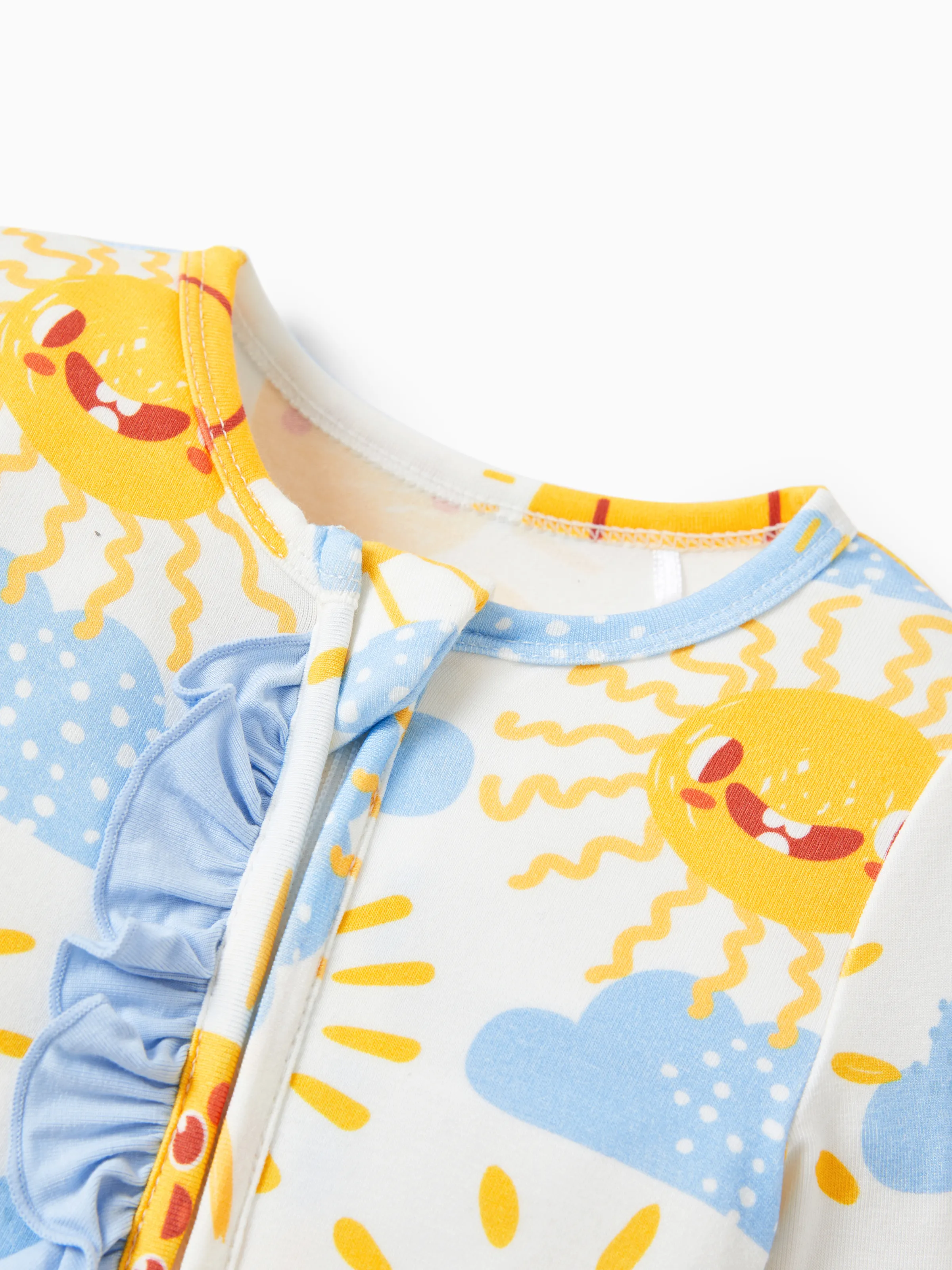 Bamboo Baby Boy/Girl Animal Printed 2-Way Zipper Anti Slip Long-sleeve Footie with/without Hairband Light Blue - Image 11