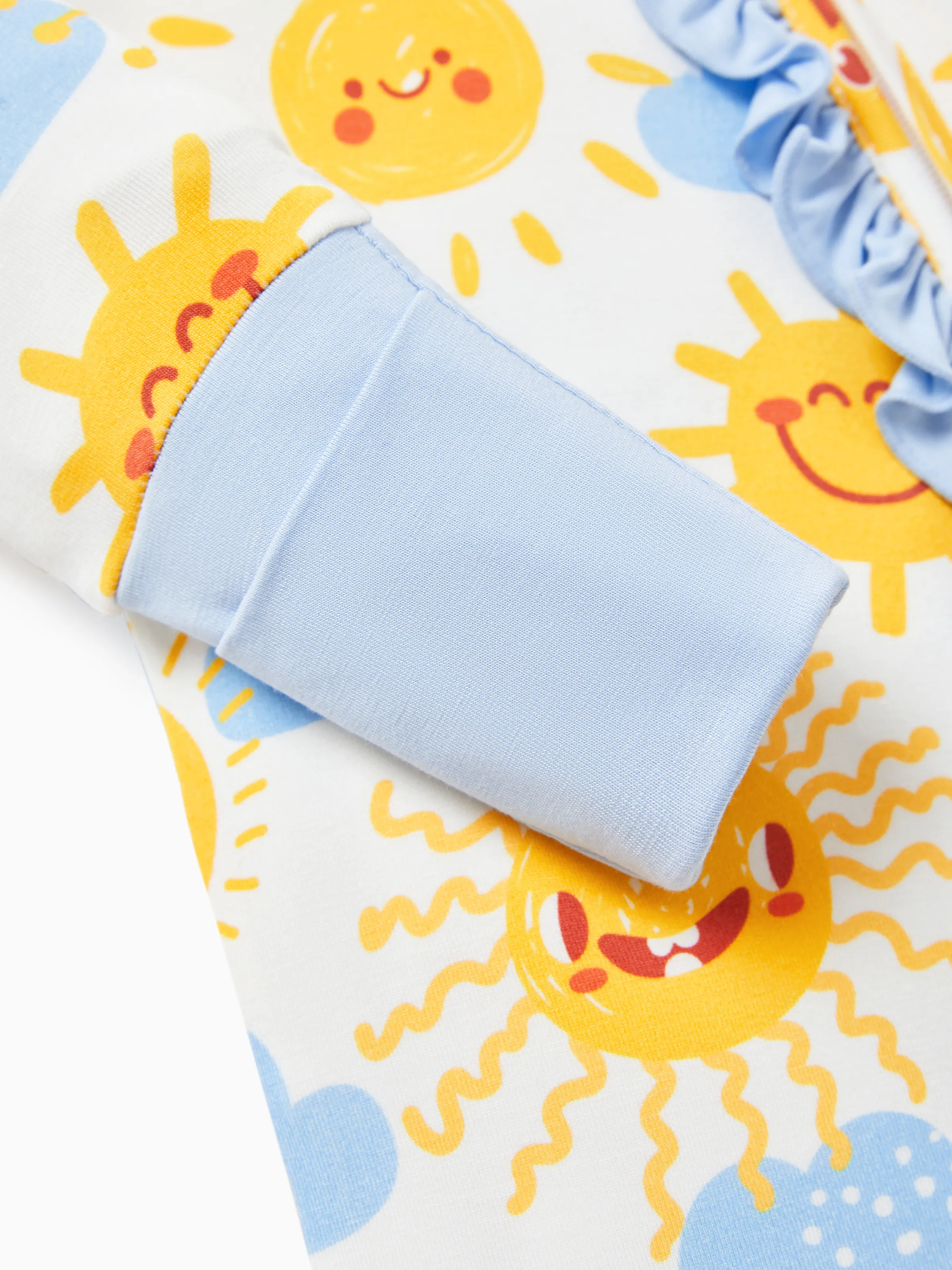 Bamboo Baby Boy/Girl Animal Printed 2-Way Zipper Anti Slip Long-sleeve Footie with/without Hairband Light Blue - Image 13