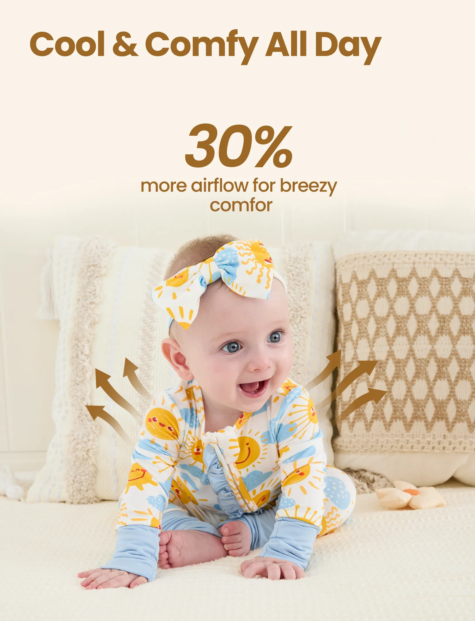 Bamboo Baby Boy/Girl Animal Printed 2-Way Zipper Anti Slip Long-sleeve Footie with/without Hairband Light Blue - Image 3