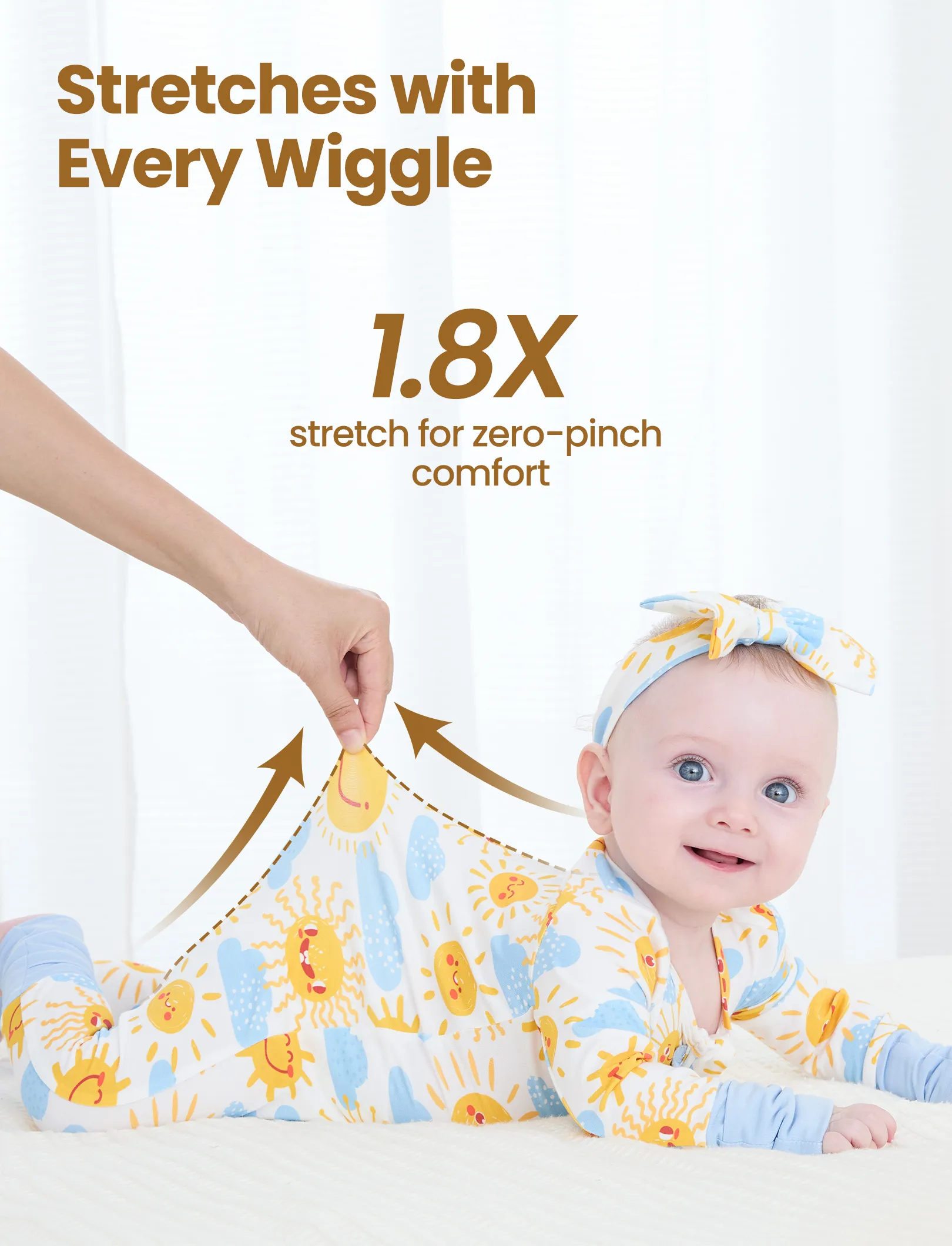 Bamboo Baby Boy/Girl Animal Printed 2-Way Zipper Anti Slip Long-sleeve Footie with/without Hairband Light Blue - Image 4