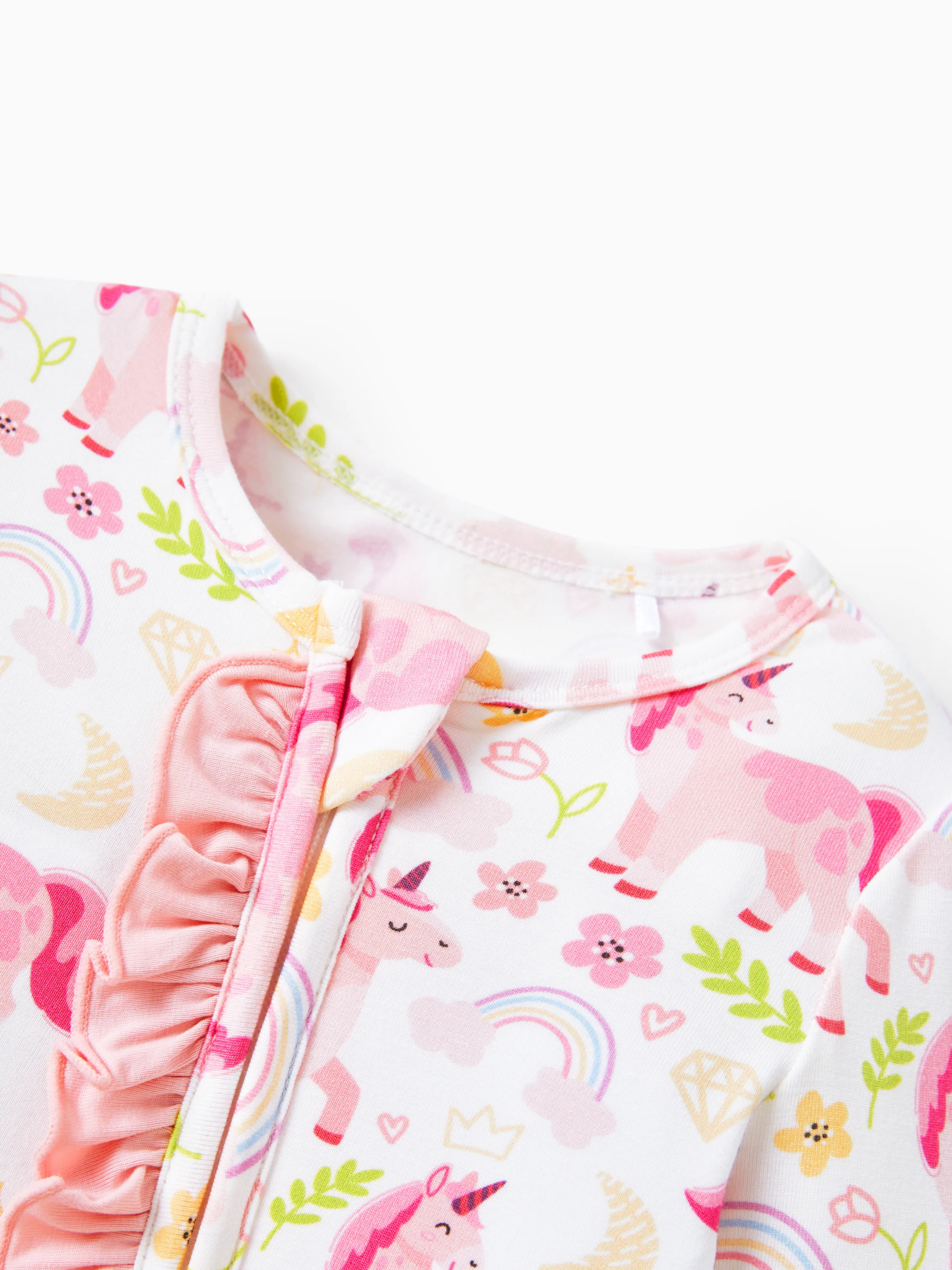 Bamboo Baby Boy/Girl Animal Printed 2-Way Zipper Anti Slip Long-sleeve Footie with/without Hairband Pink - Image 12