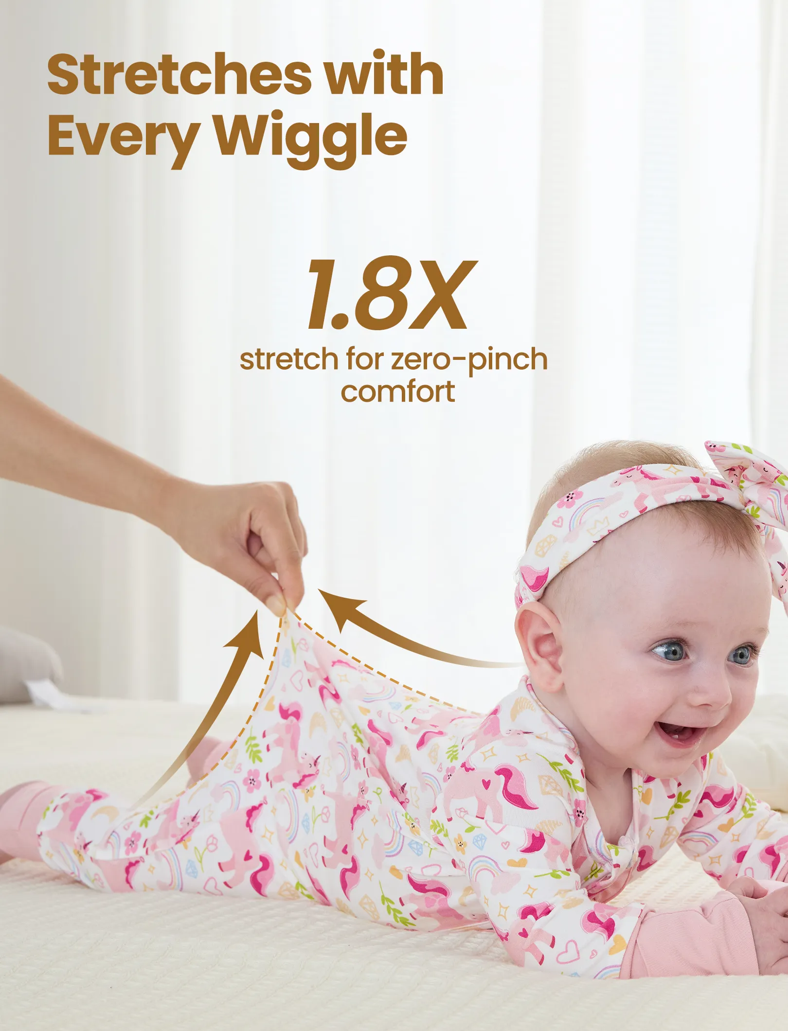 Bamboo Baby Boy/Girl Animal Printed 2-Way Zipper Anti Slip Long-sleeve Footie with/without Hairband Pink - Image 5