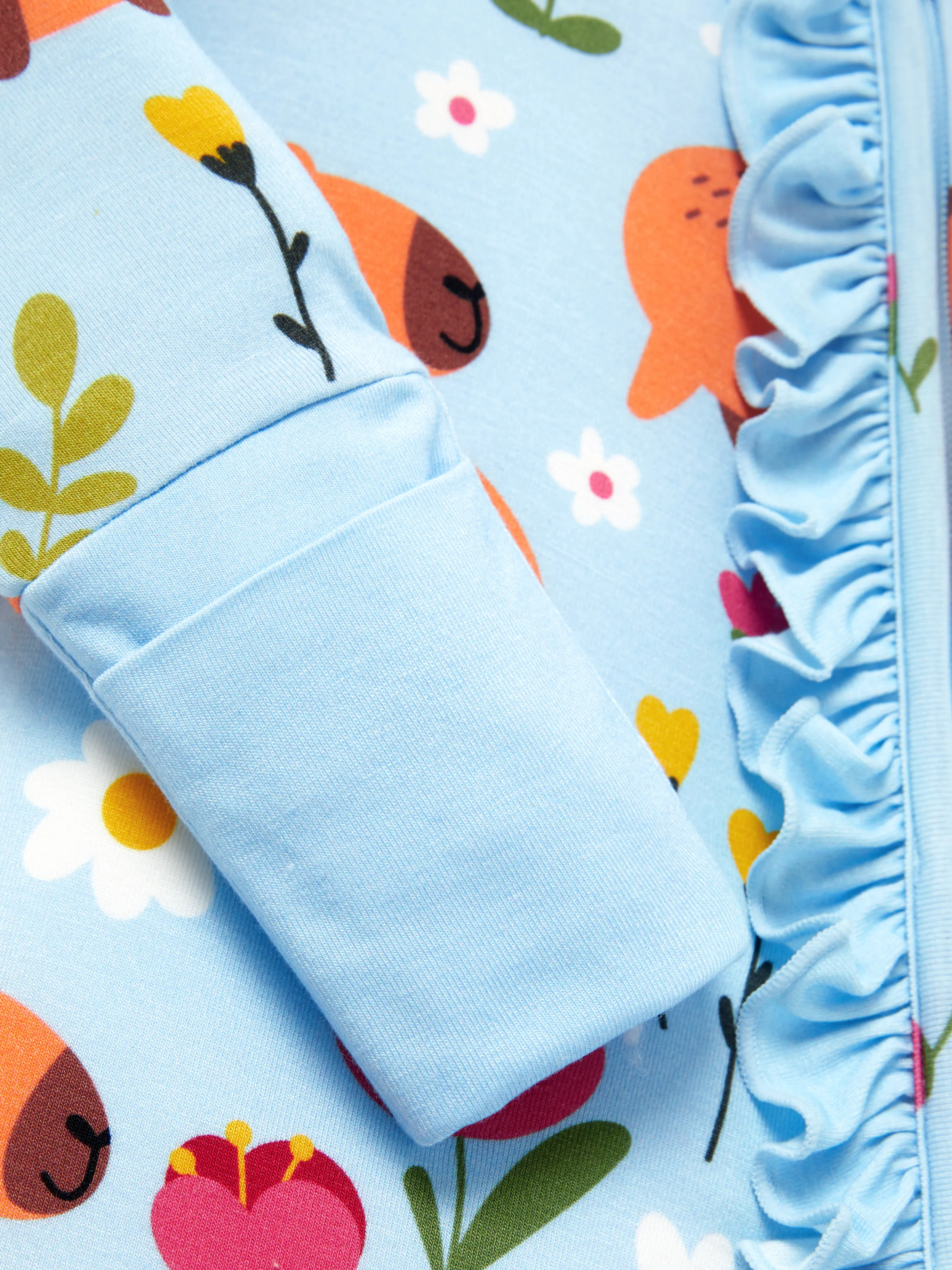 Bamboo Baby Boy/Girl Animal Printed 2-Way Zipper Anti Slip Long-sleeve Footie with/without Hairband Turquoise - Image 10