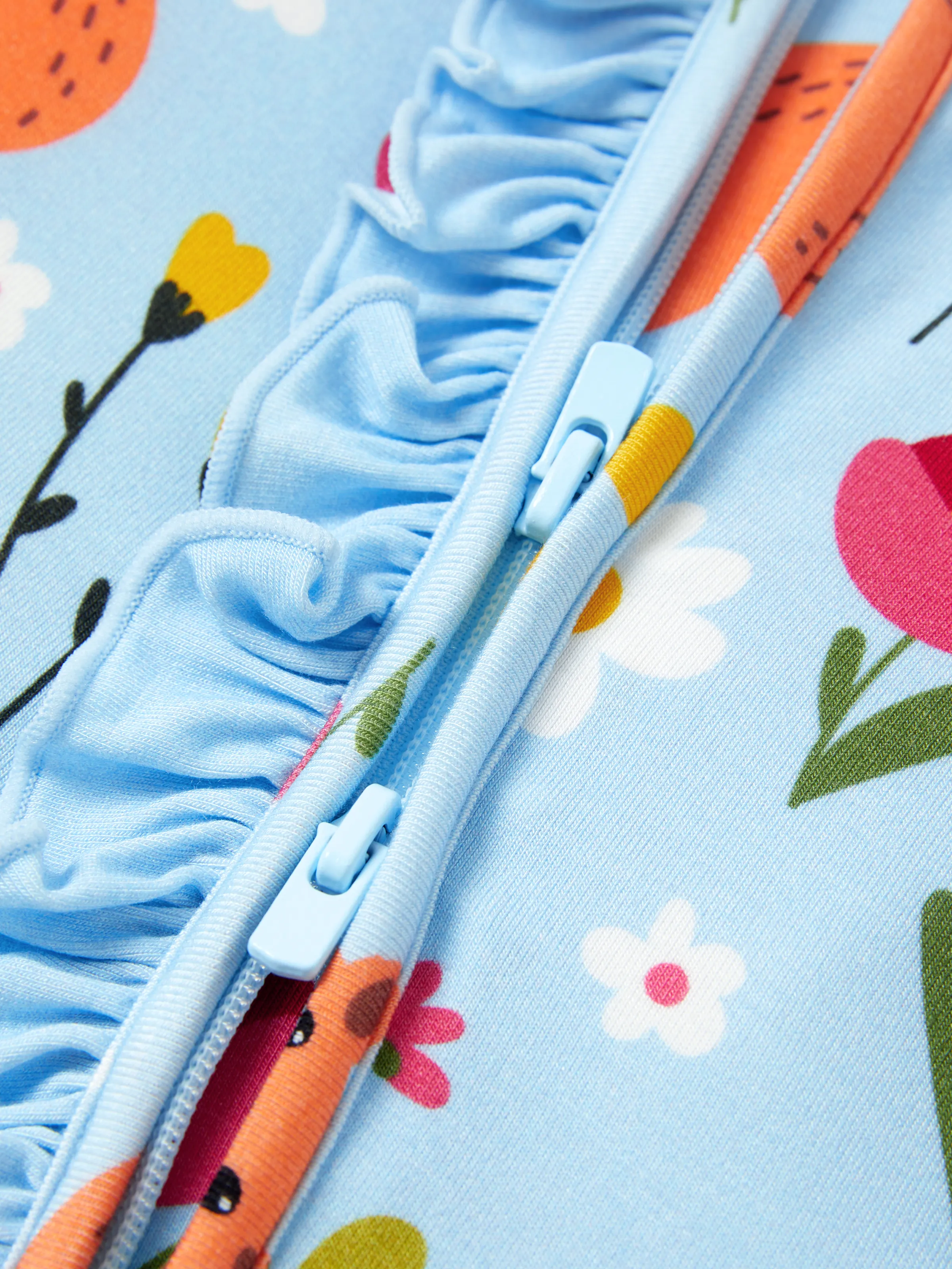 Bamboo Baby Boy/Girl Animal Printed 2-Way Zipper Anti Slip Long-sleeve Footie with/without Hairband Turquoise - Image 11