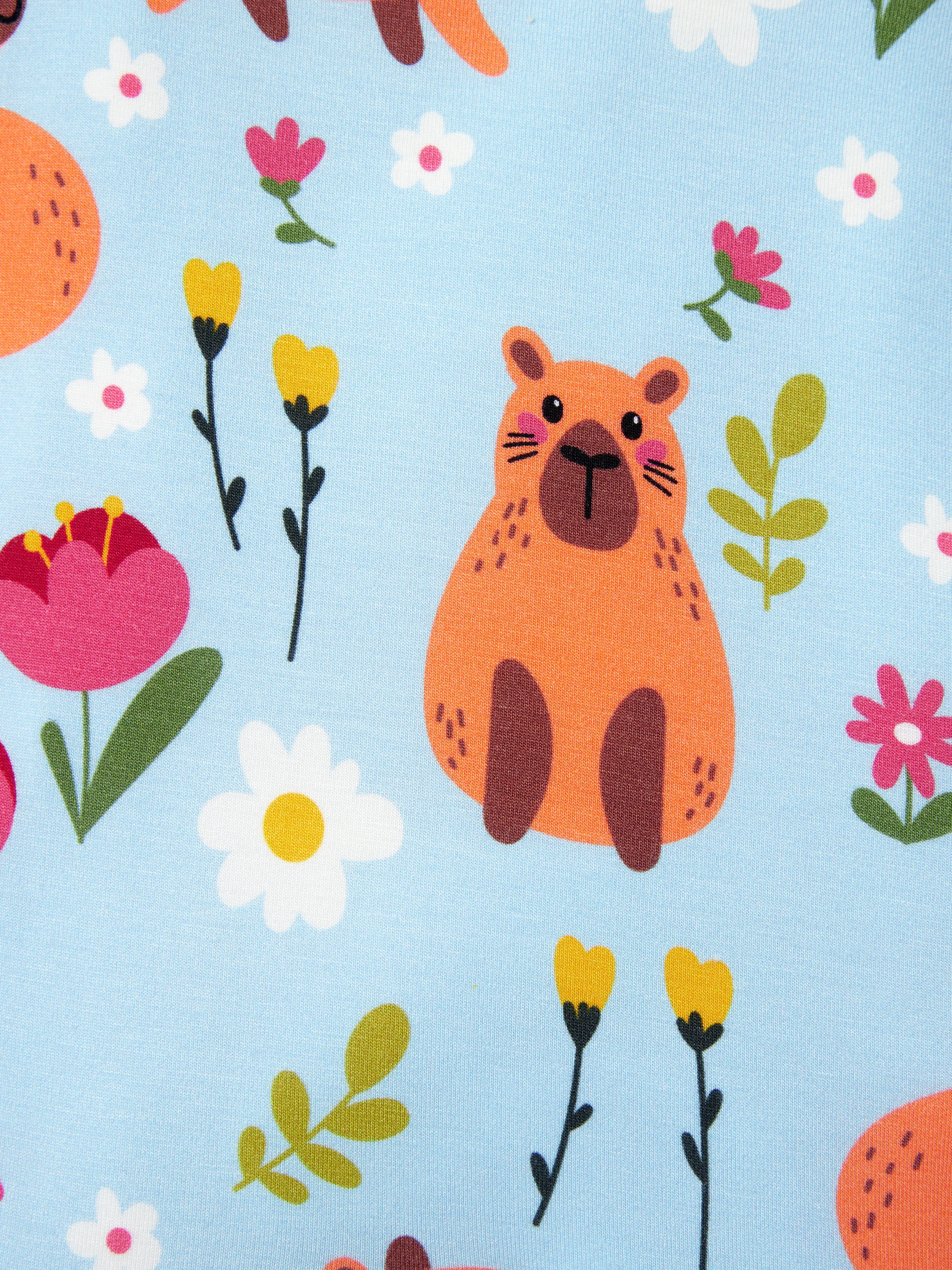 Bamboo Baby Boy/Girl Animal Printed 2-Way Zipper Anti Slip Long-sleeve Footie with/without Hairband Turquoise - Image 7