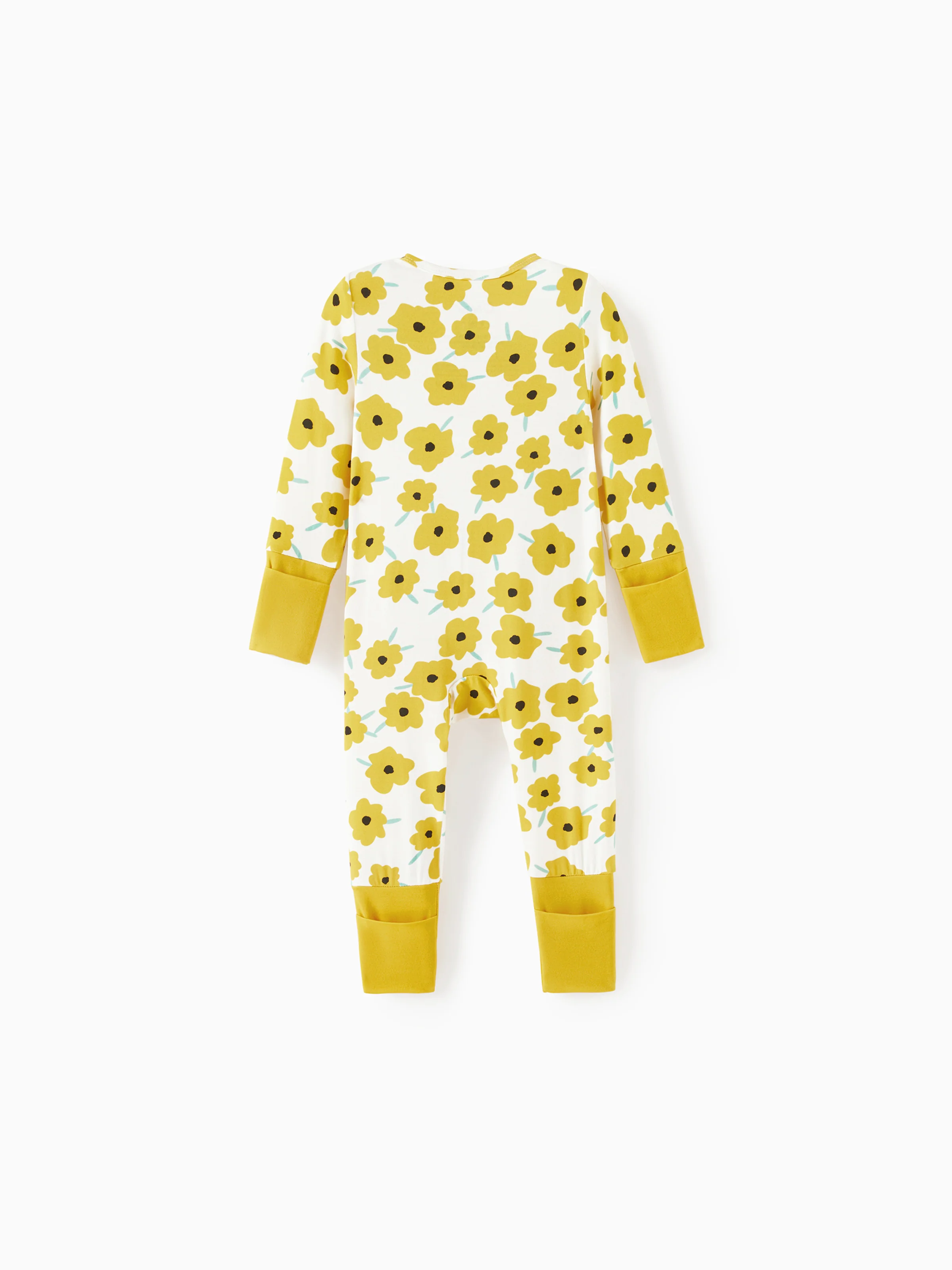 Bamboo Baby Boy/Girl Animal Printed 2-Way Zipper Anti Slip Long-sleeve Footie with/without Hairband Yellow - Image 11