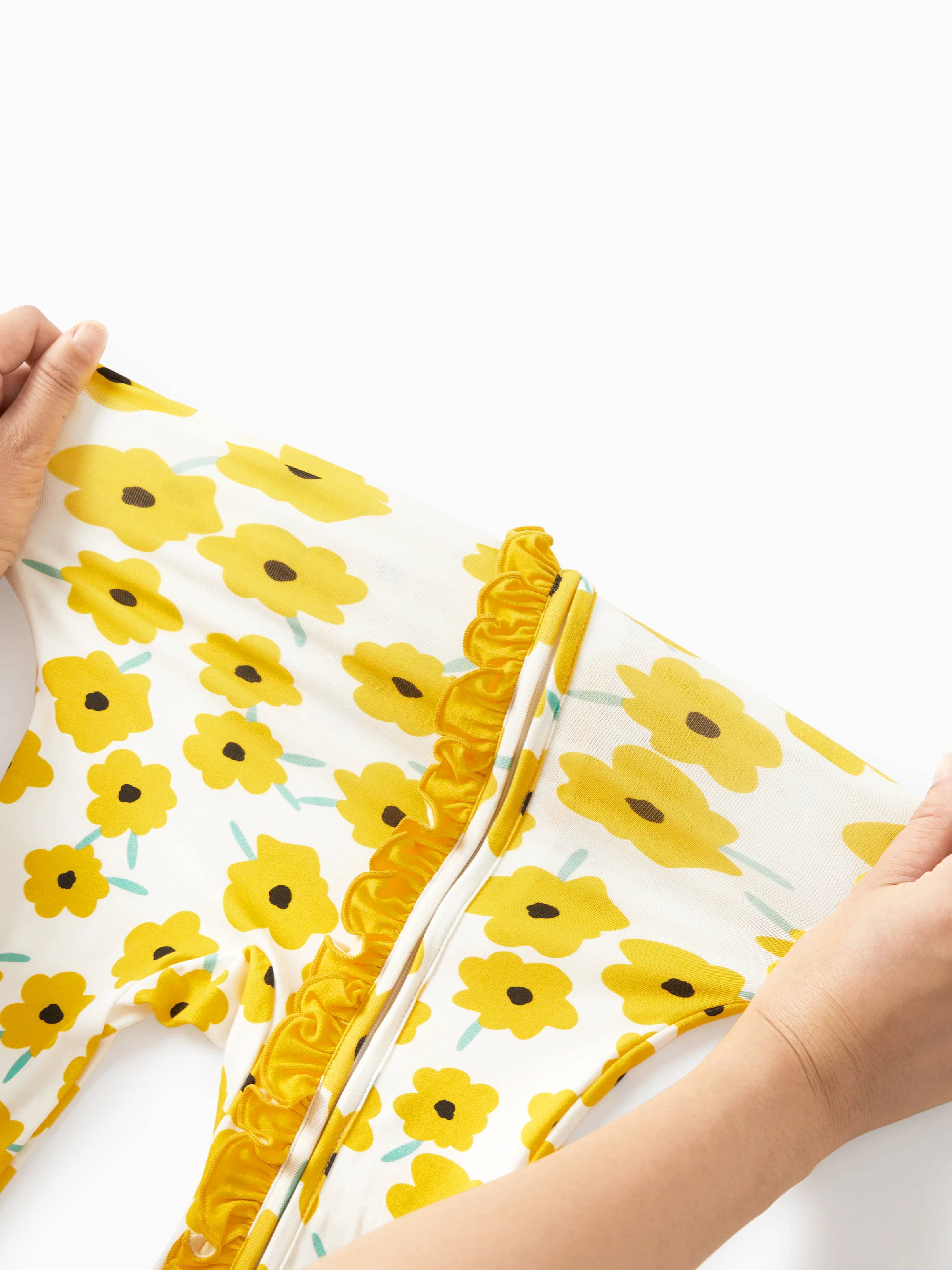 Bamboo Baby Boy/Girl Animal Printed 2-Way Zipper Anti Slip Long-sleeve Footie with/without Hairband Yellow - Image 13