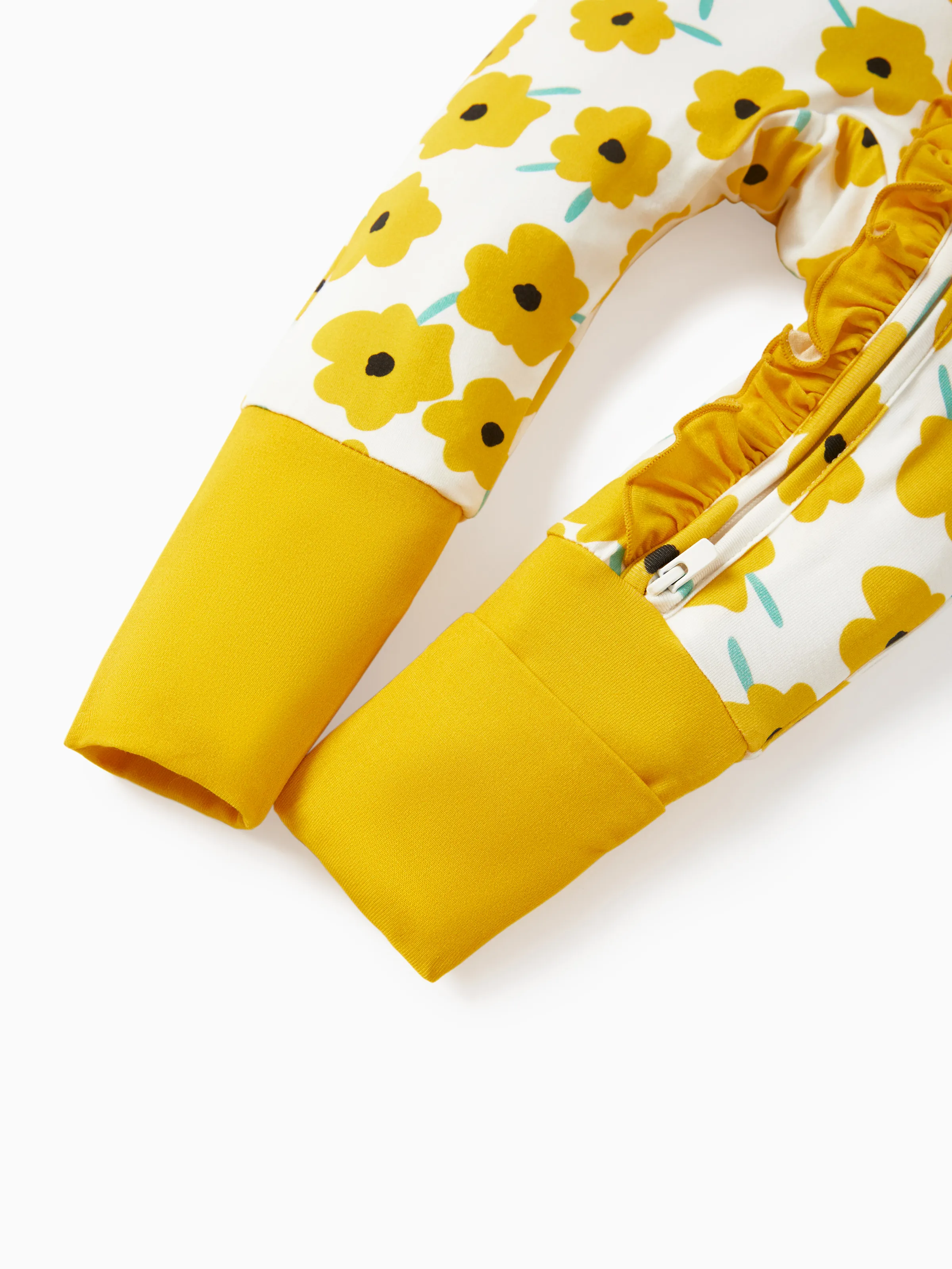Bamboo Baby Boy/Girl Animal Printed 2-Way Zipper Anti Slip Long-sleeve Footie with/without Hairband Yellow - Image 17