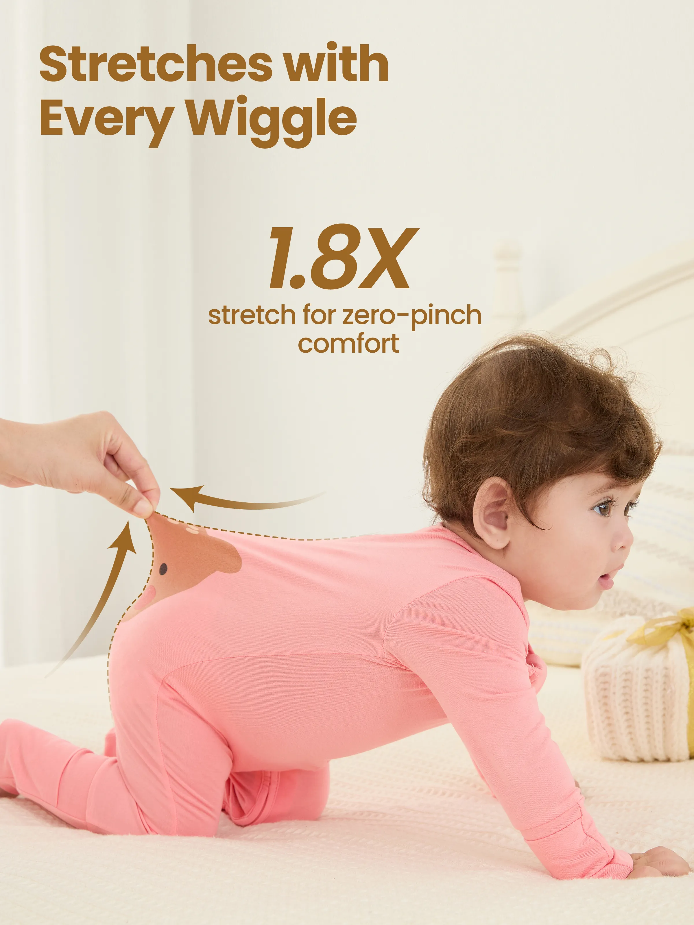 Bamboo Baby Boy / Girl Childlike Animal Pattern 2-way Zipper Footie Orange red - Image 4